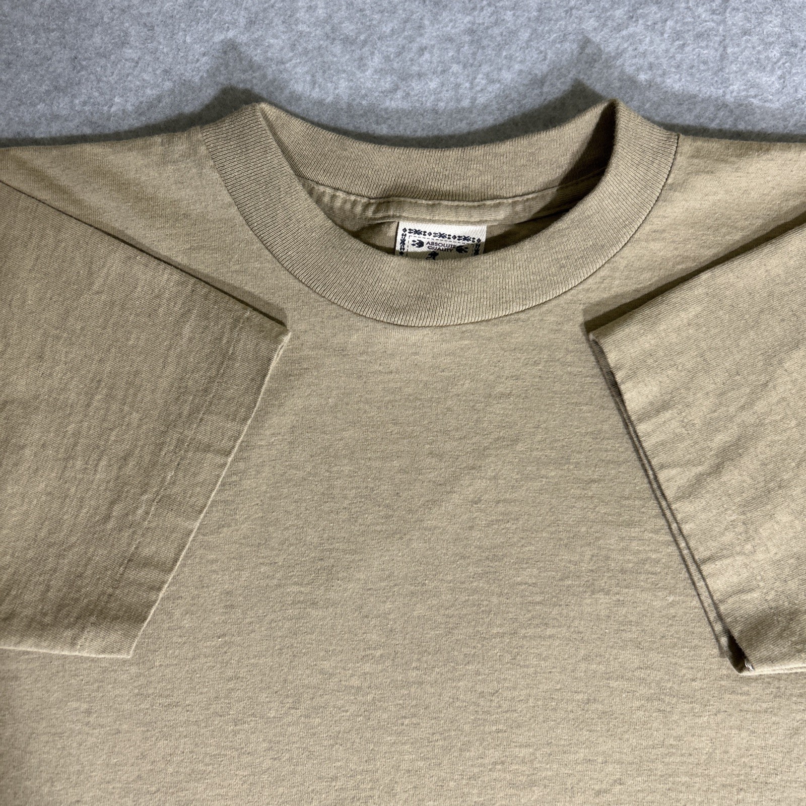 Vtg. 80s/90s Alore Single Stitch Blank Tan T-Shirt Small Made in USA Slub Cotton