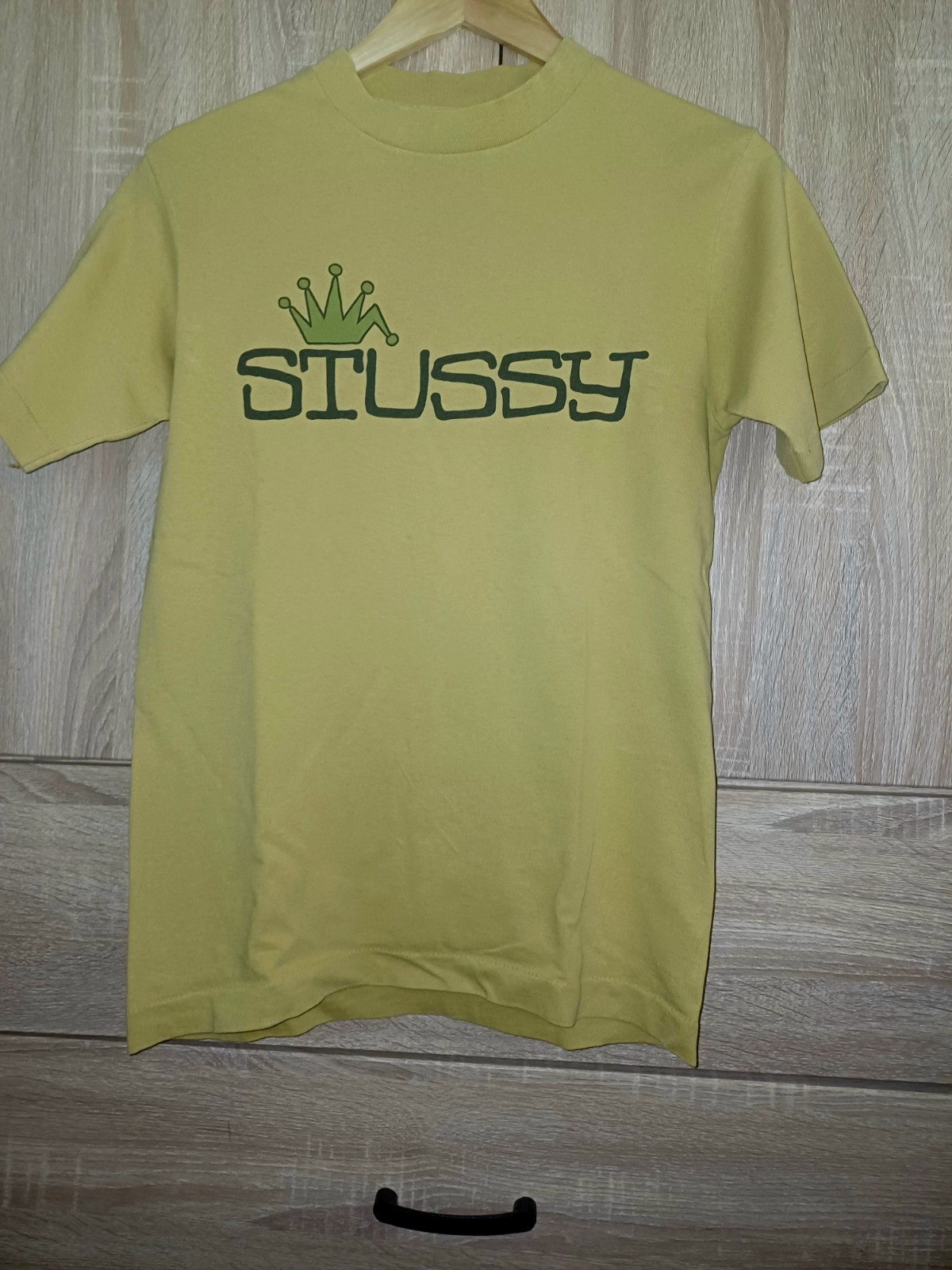 Vintage Early 90’s Stussy Crown Logo T-Shirt Mustard Single Stitch Black Tag
