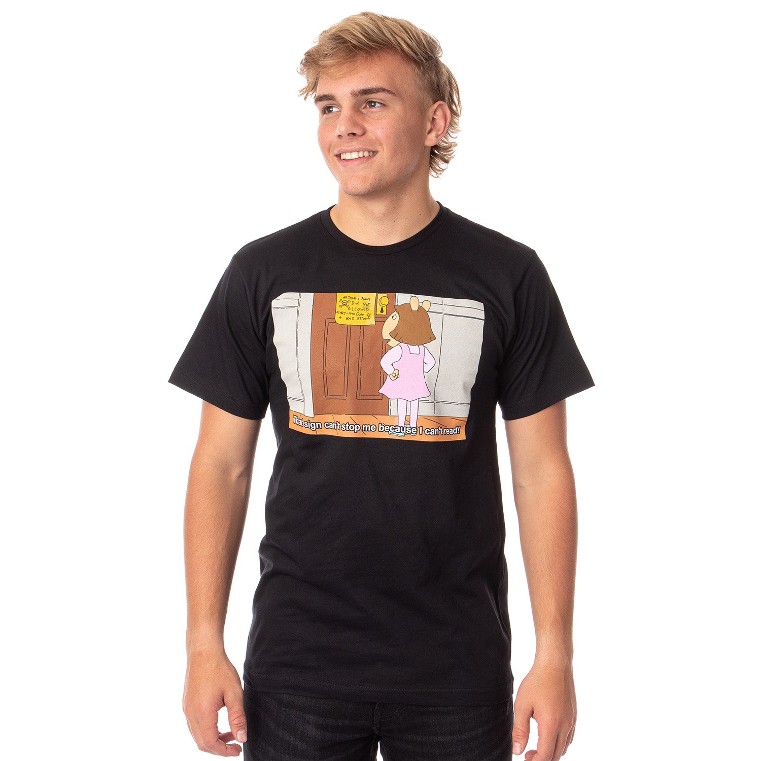 Arthur Mens’ D.W. Can’t Read Meme Graphic T-Shirt