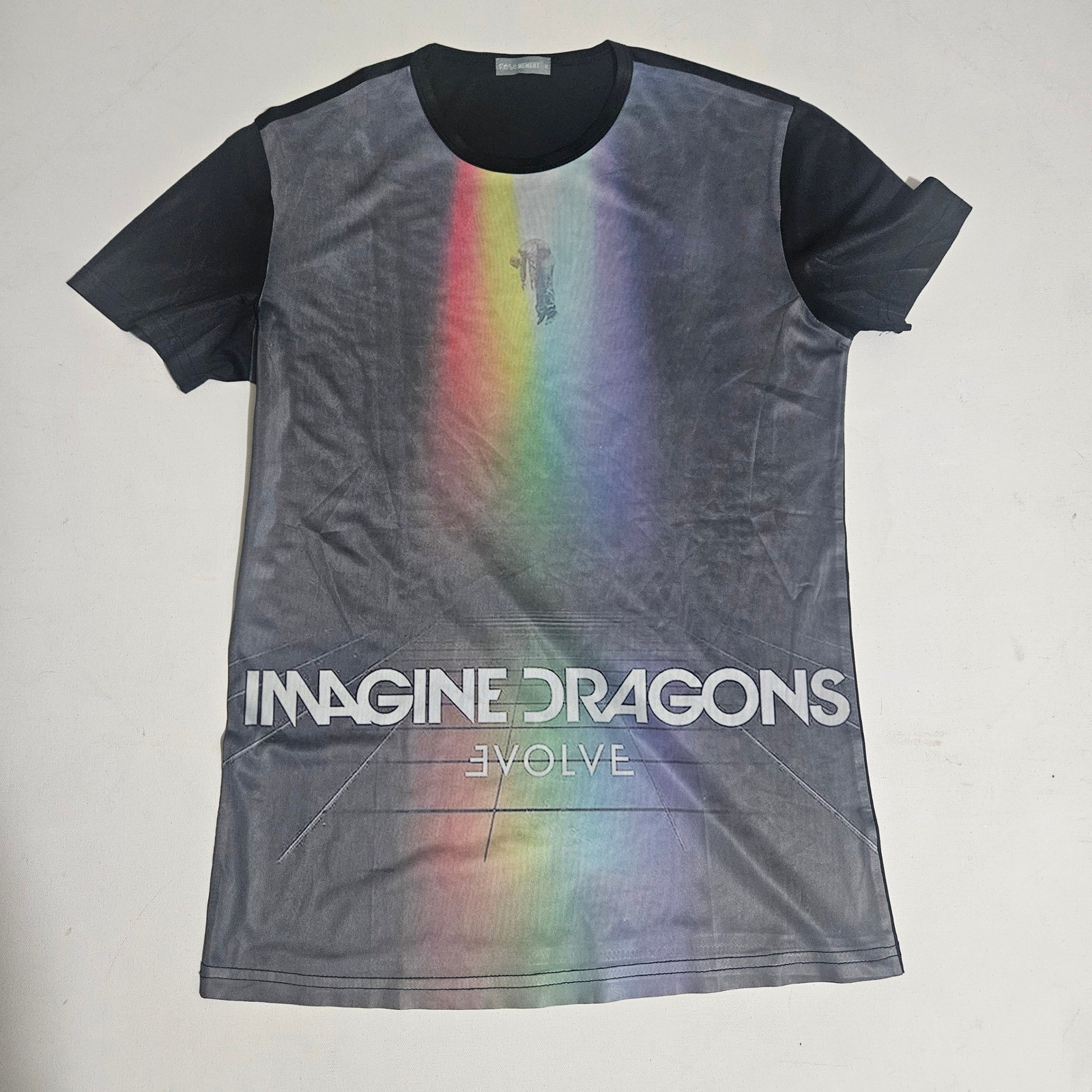 Imagine Dragons Evolve Tour Shirt Rose Memery Graphic Tee Black Rainbow Mens M