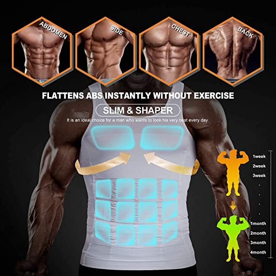 Gynecomastia Compression Shirts for Men White Tank Top Fajas Hombres Body Shaper