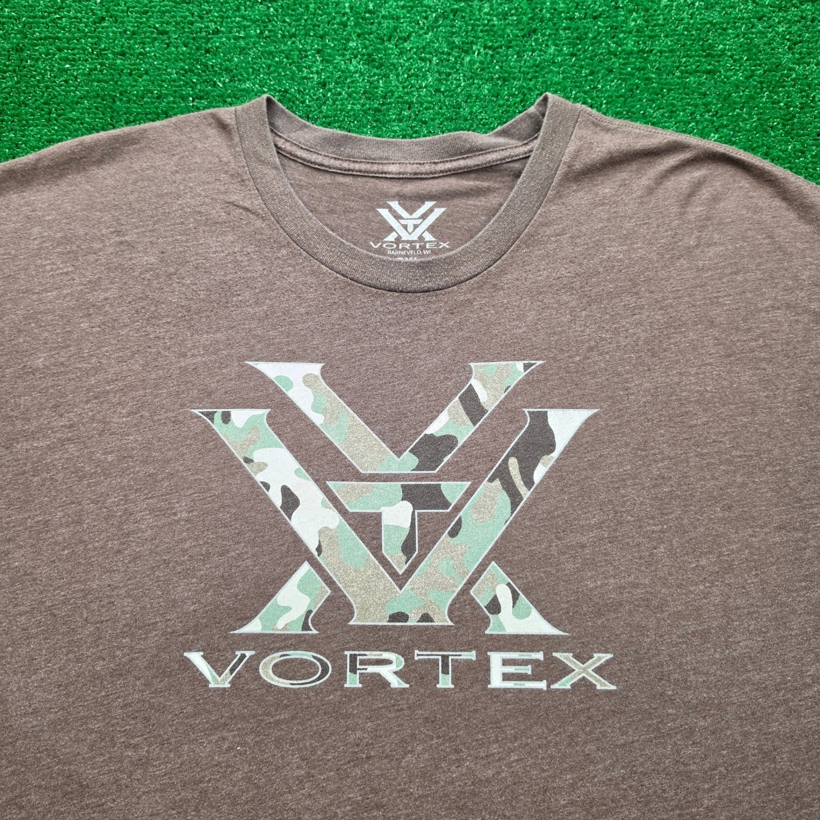 Vortex Optics Camo Logo Graphic Tshirt Mens 2XL Brown Short Sleeve Outdoors