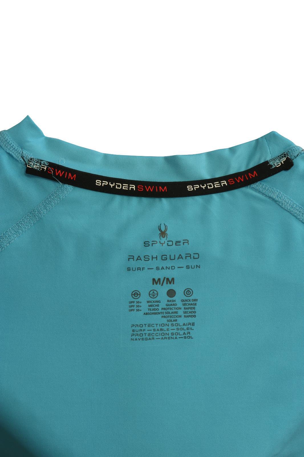 Spyder Men’s T-Shirt Aqua Blue UPF30+ Rash Guard L/S (S01A)