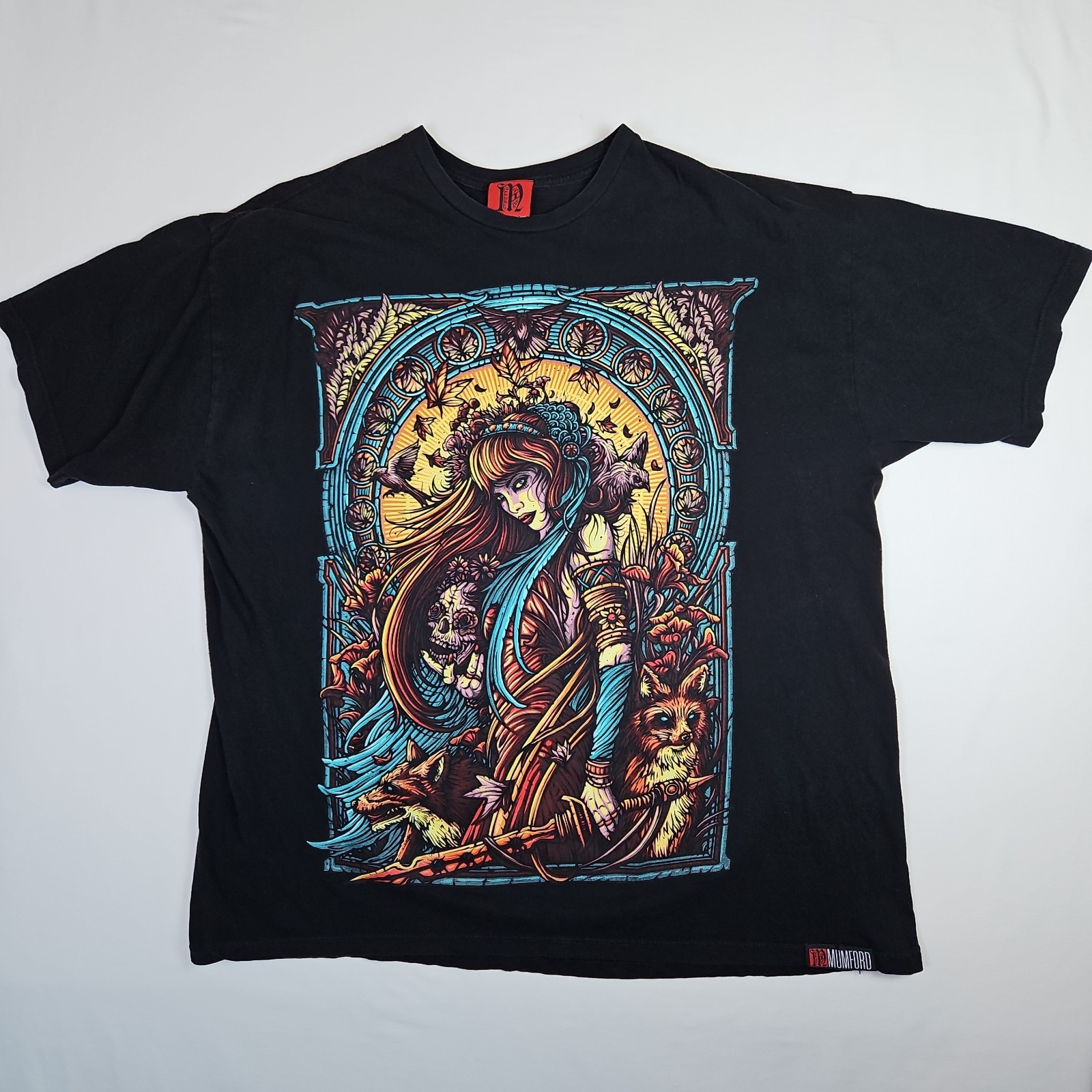 Mumford Clothing T-Shirt Psychedelic Women Warrior Black Size XL Graphic Fantasy
