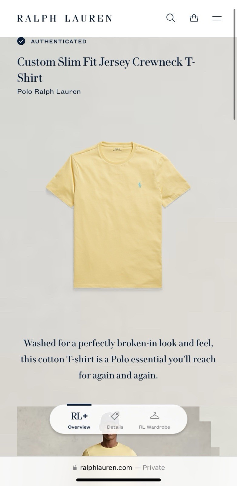 Polo Ralph Lauren T Shirt Custom Slim Fit Short Sleeve Yellow Men’s Size Medium