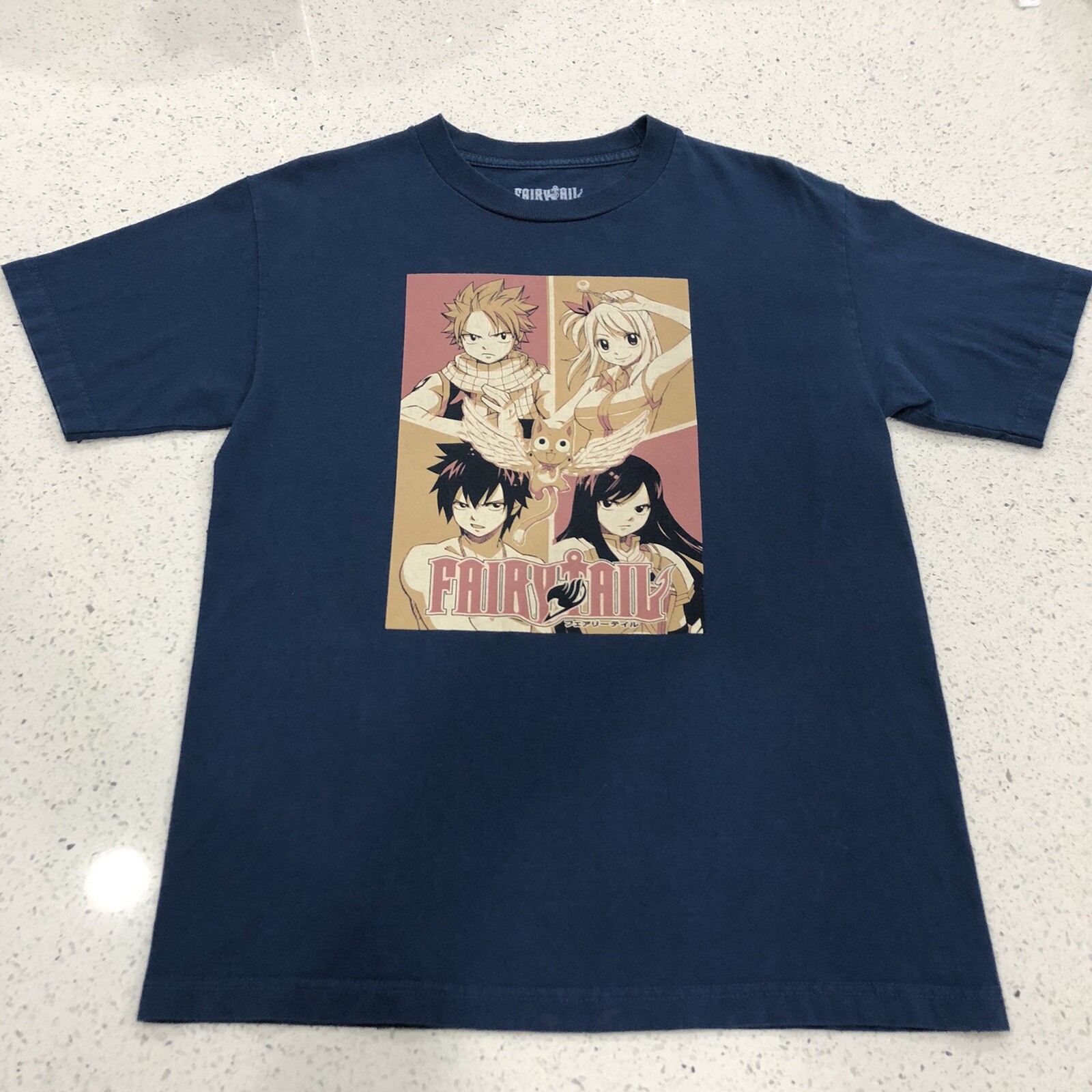 Vary Rare Fairy Tail Featuring Team Natsu Size Medium T-Shirt Blue Pre-Owned