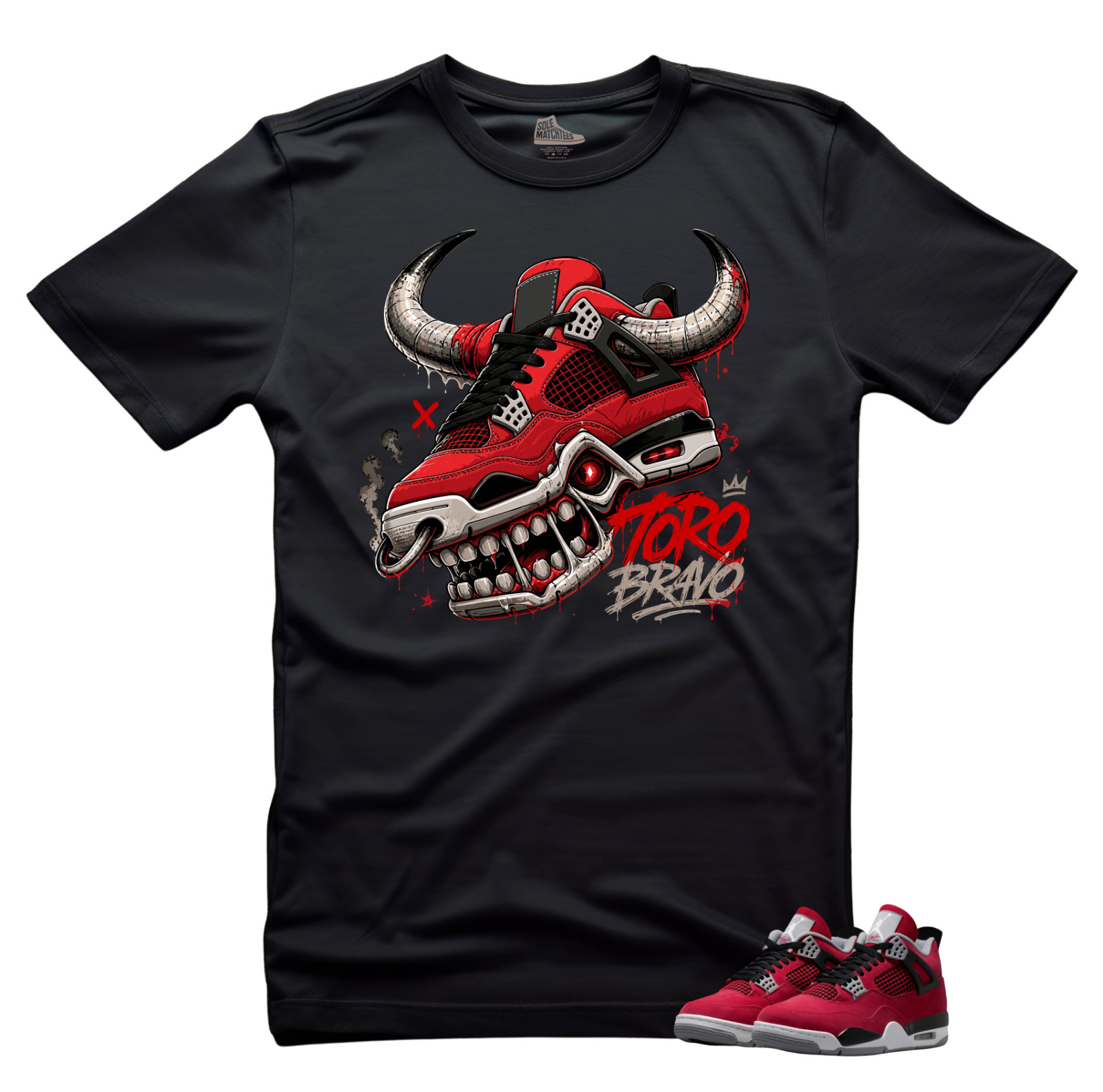 Shirt To Match Jordan 4 Toro Bravo Sneaker Tees-TORO Black Unisex Tees