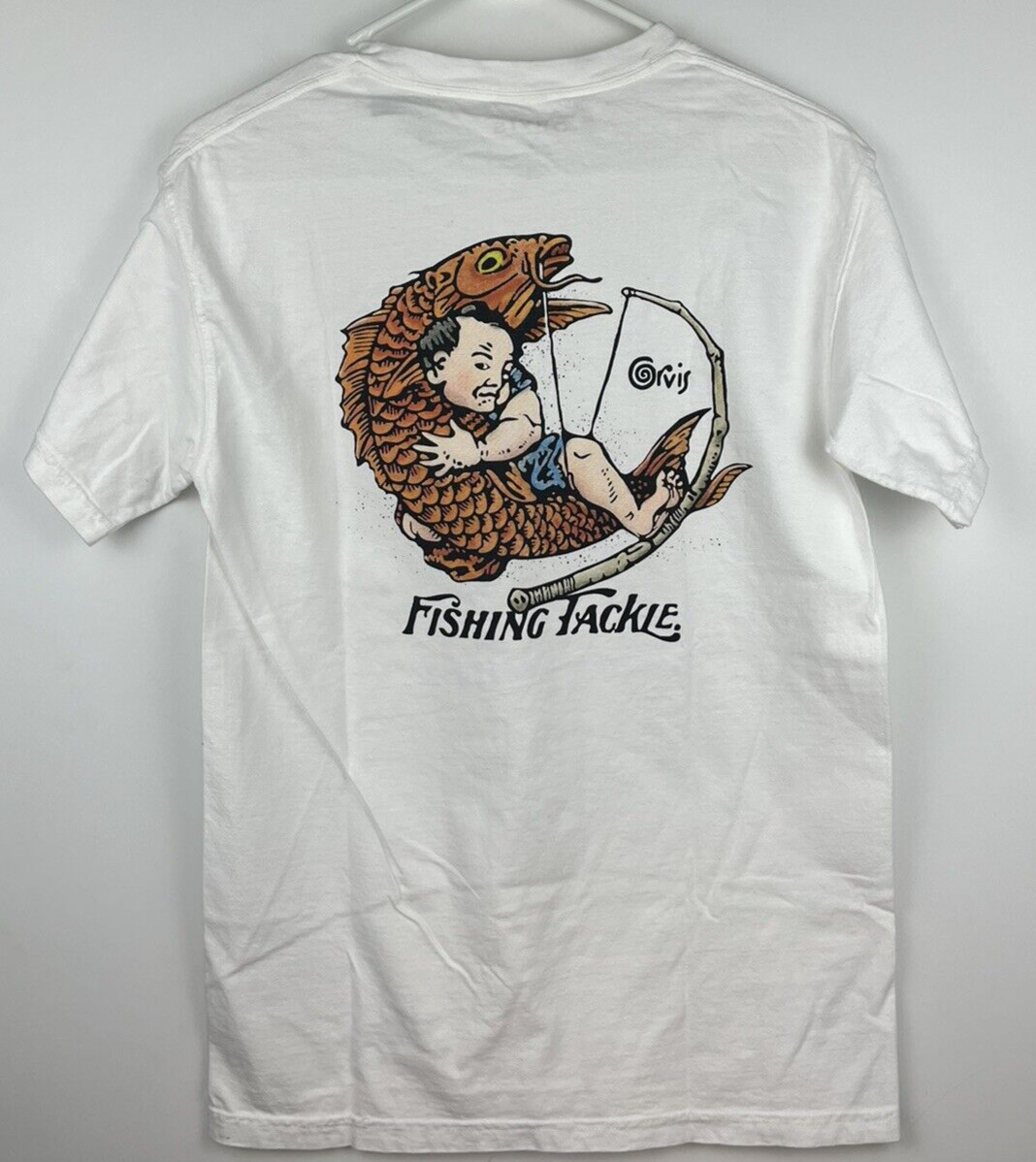 New Orvis Mens Pocket T Shirt Fishing Tackle White Mens Small Graphic Print