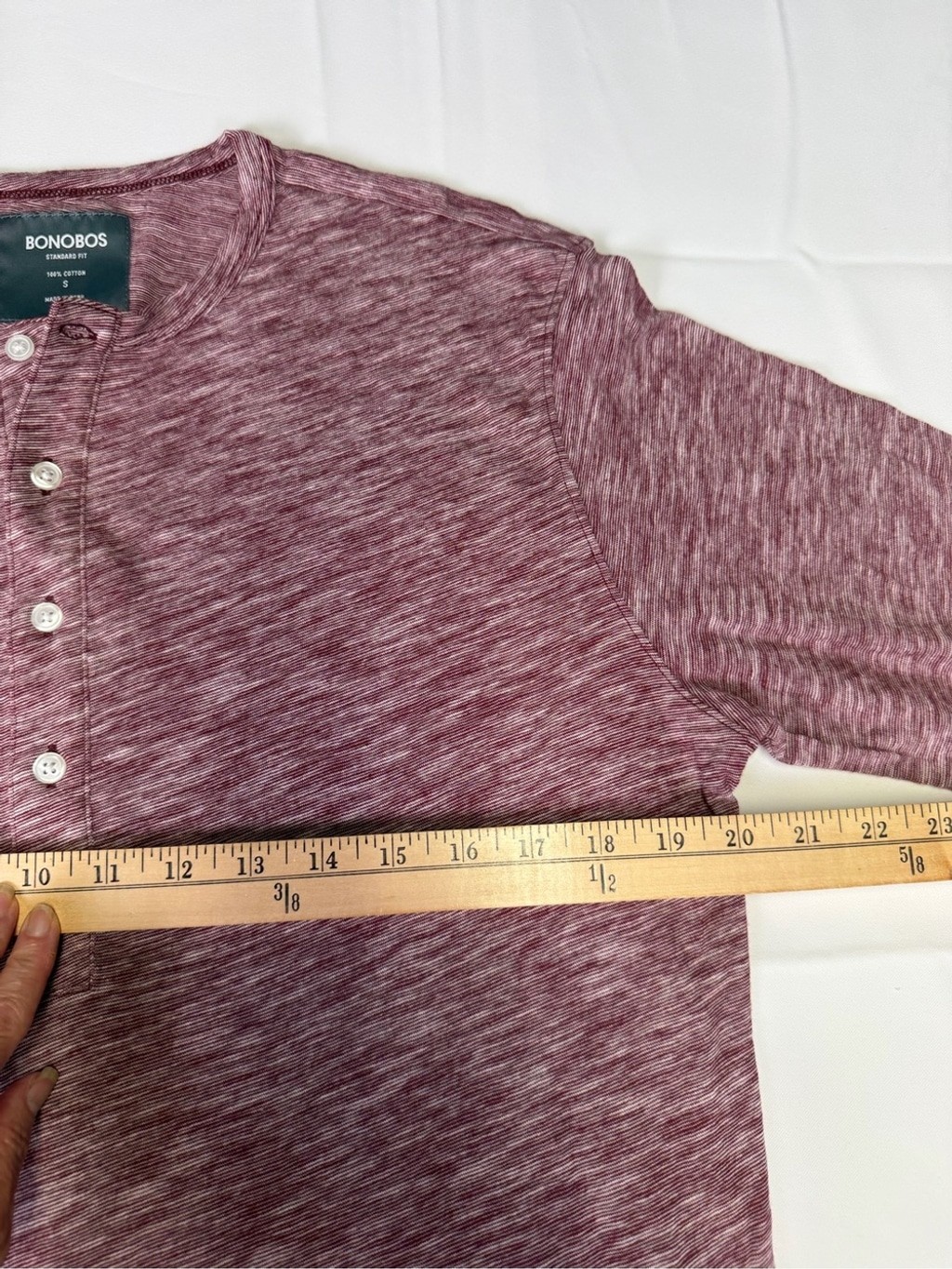 Bonobos Maroon Heathered Henley Long-Sleeve Shirt – natural fibers / Small