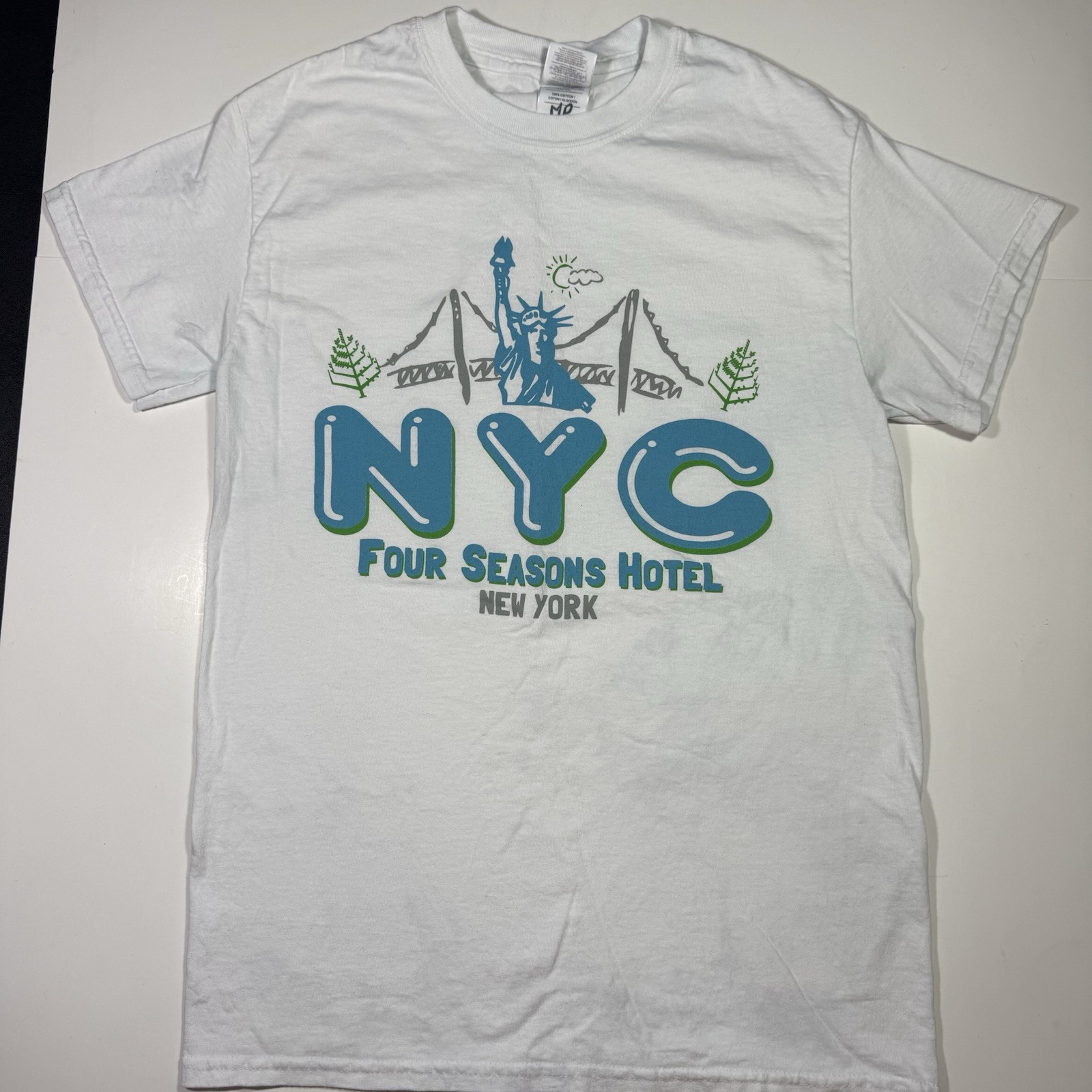 Adult Small New York City The Four Seasons Hotel T-Shirt NYC White Shirt