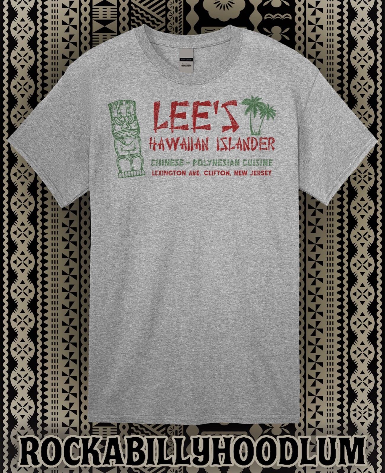 Retro Tiki Art Tee T Shirt Bar Mug Restaurant Lees Lee’s Hawaiian Islander NJ