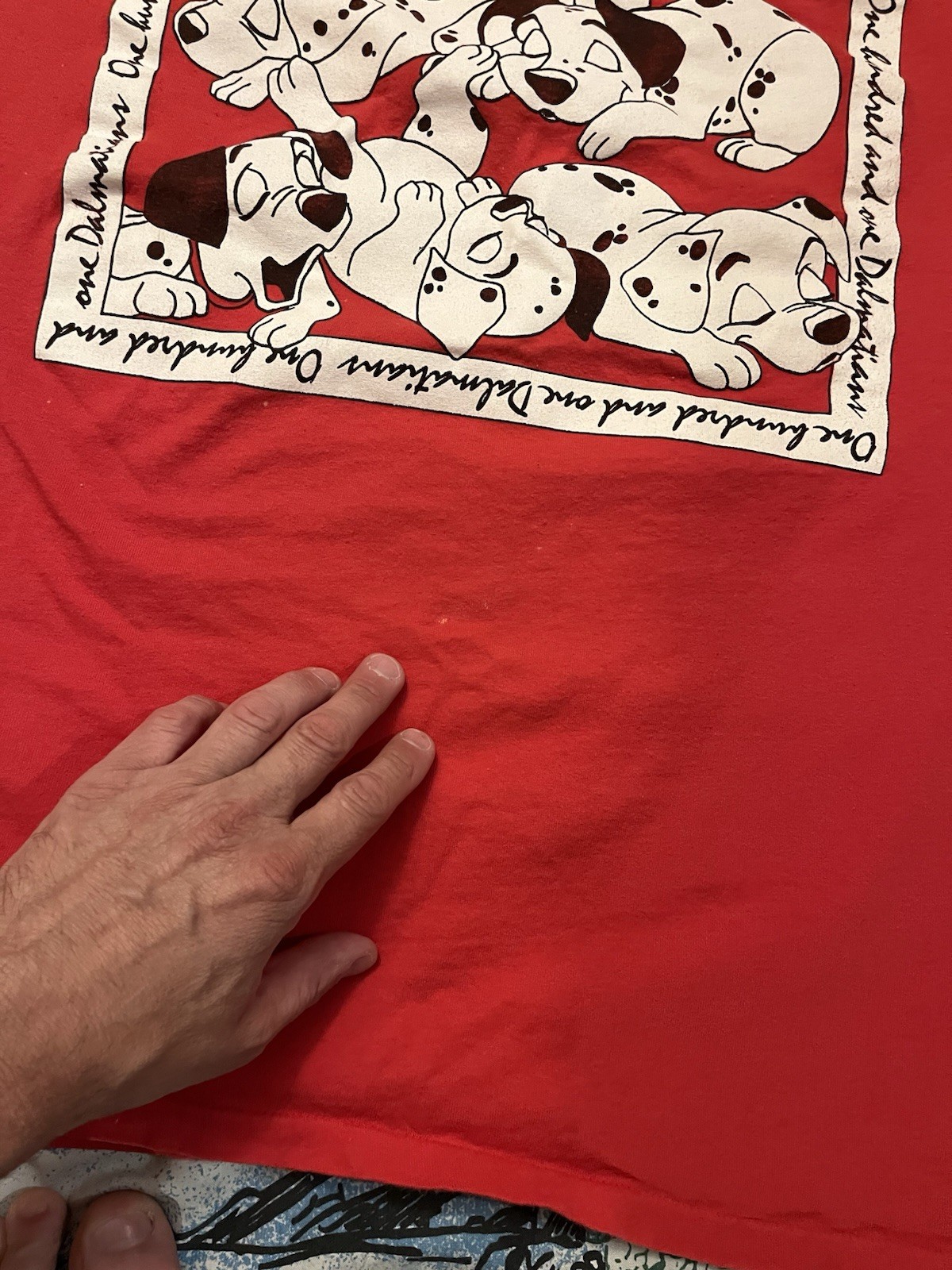 Vintage Disney 101 Dalmatians T-Shirt One Size Red Puppy Movie 90s Tee Promo VTG