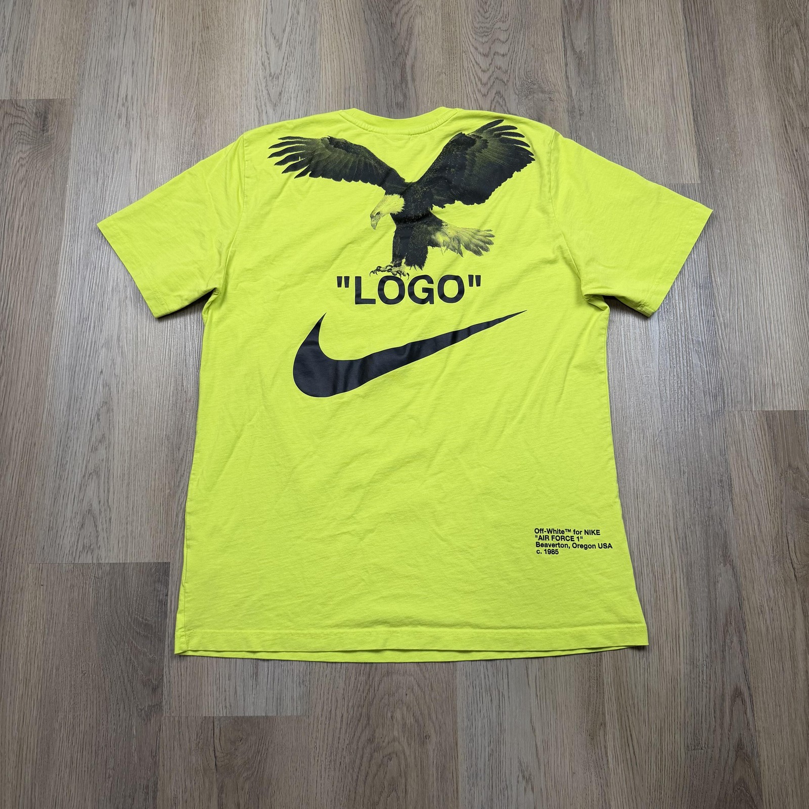 Nike Shirt Mens XL Volt Yellow Off-White Logo Eagle Air Force 1 Graphic Tee