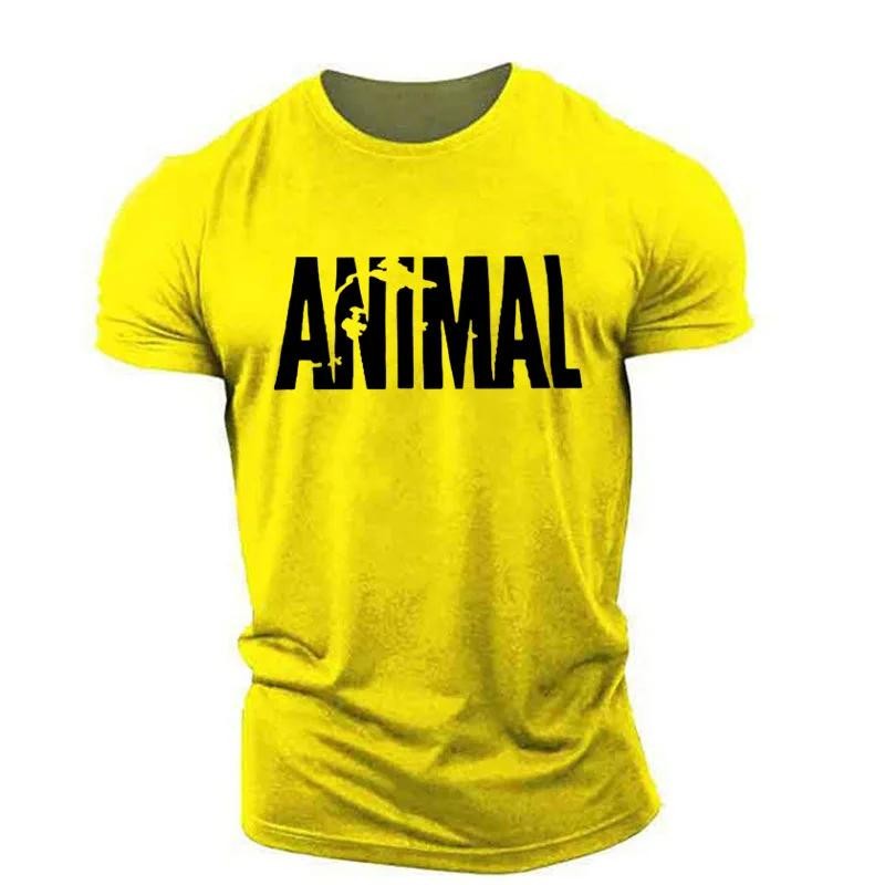 Men Muscle Gym T-Shirts Short Sleeve Workout Athletic Bodybuilding Animal Tee
