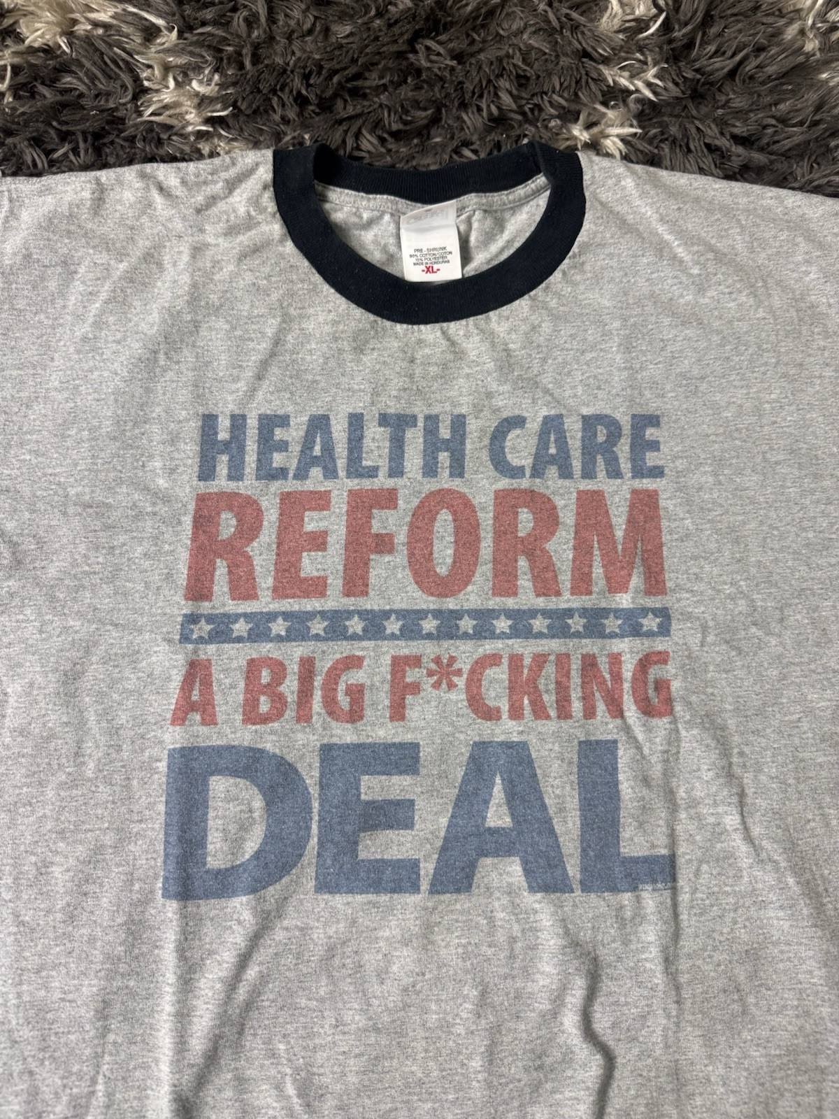 Vintage Political T Shirt Men’s XL Health Care Reform Gray Short Sleeve