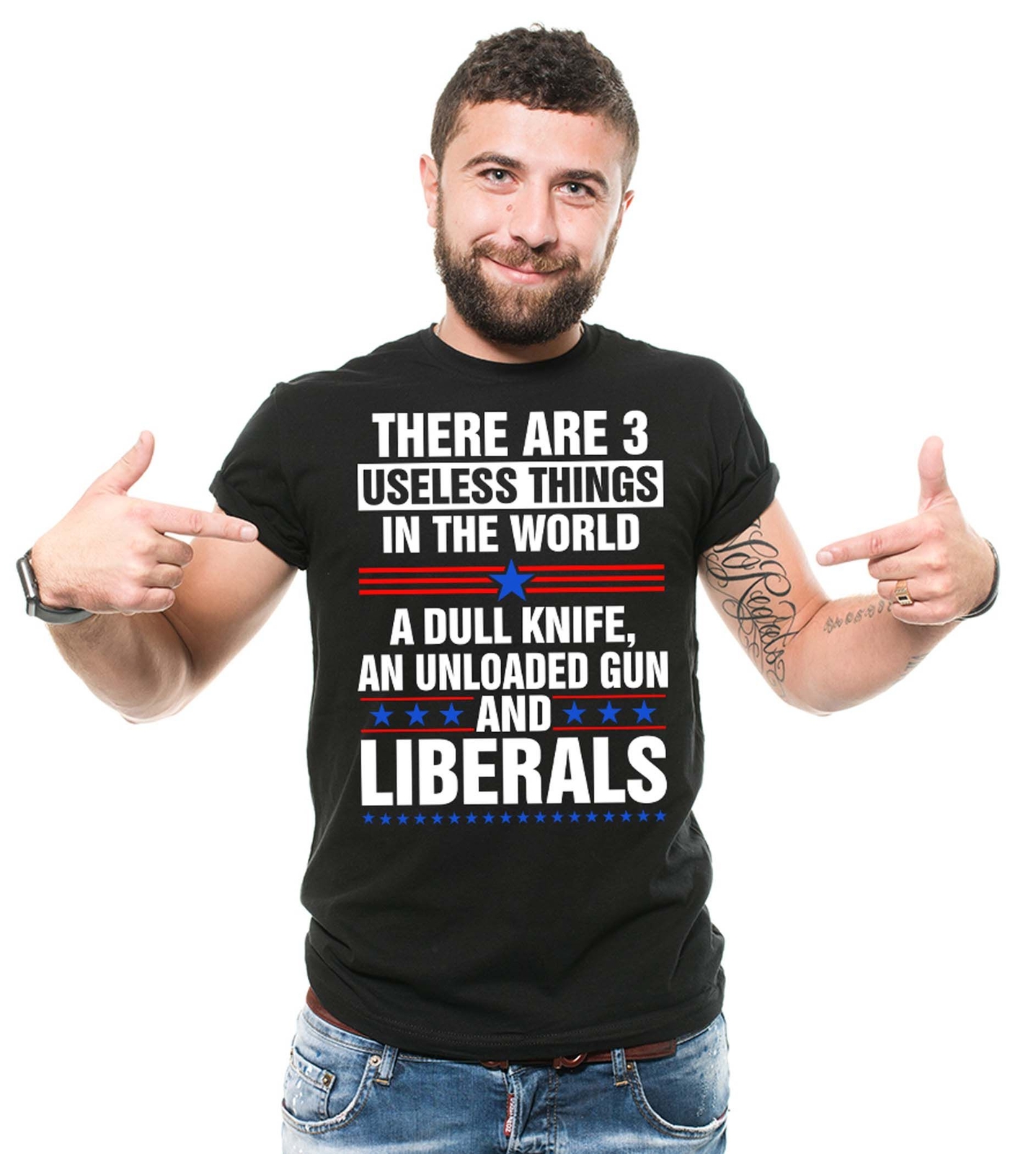 Men’s Anti Liberals T-shirt 3 Useless Things Anti-biden Democrats Tee Shirt