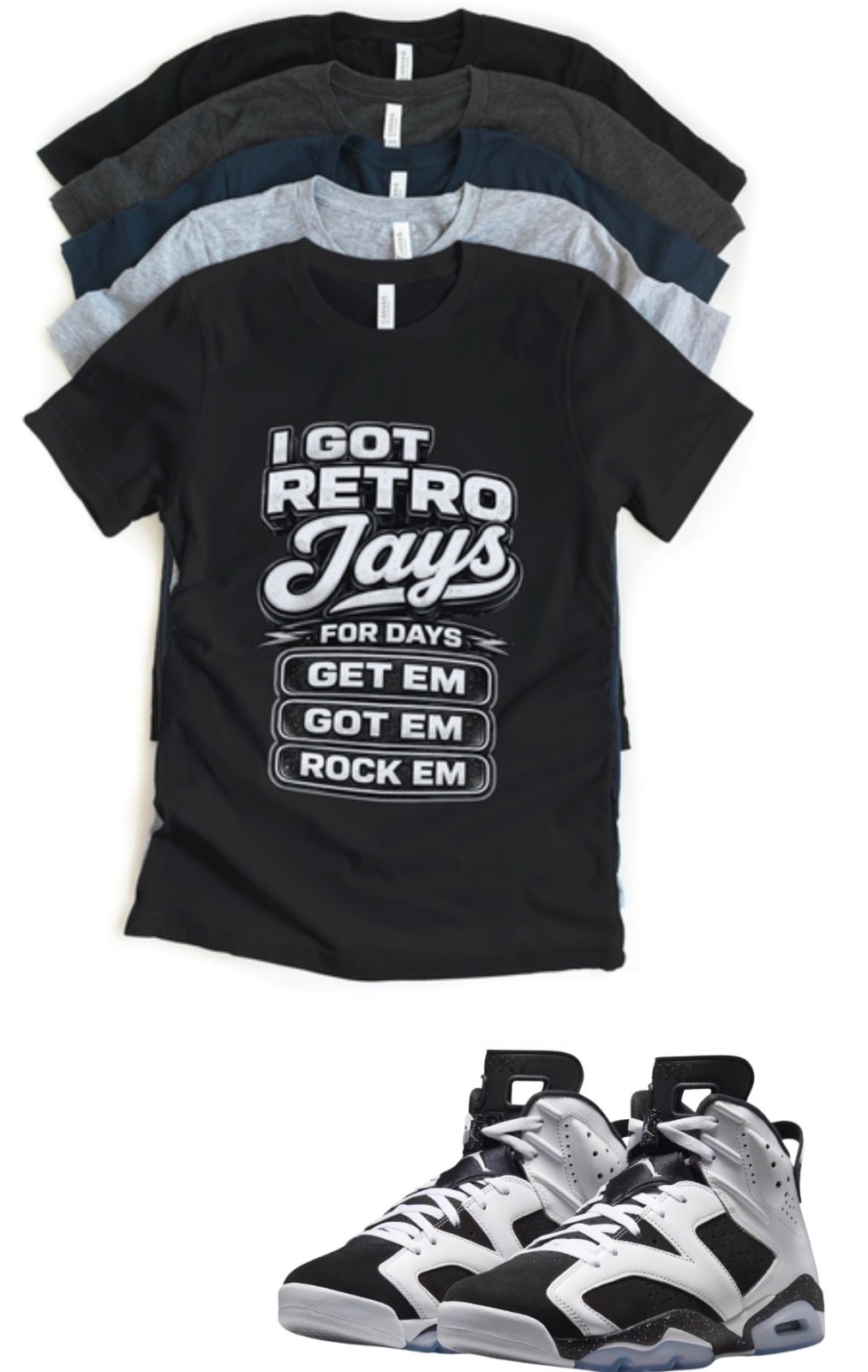 Custom Printed Shirt To Match AJ Retro 6 Black OG Shoes matching sneaker tee