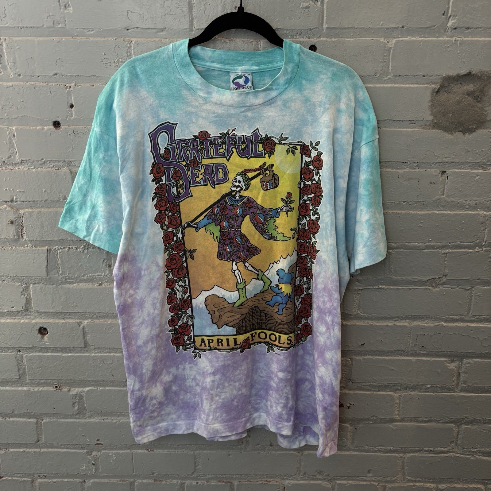 Vintage grateful dead shirt 1993 April Fools Concert Liquid Blue Tie Dye Xl