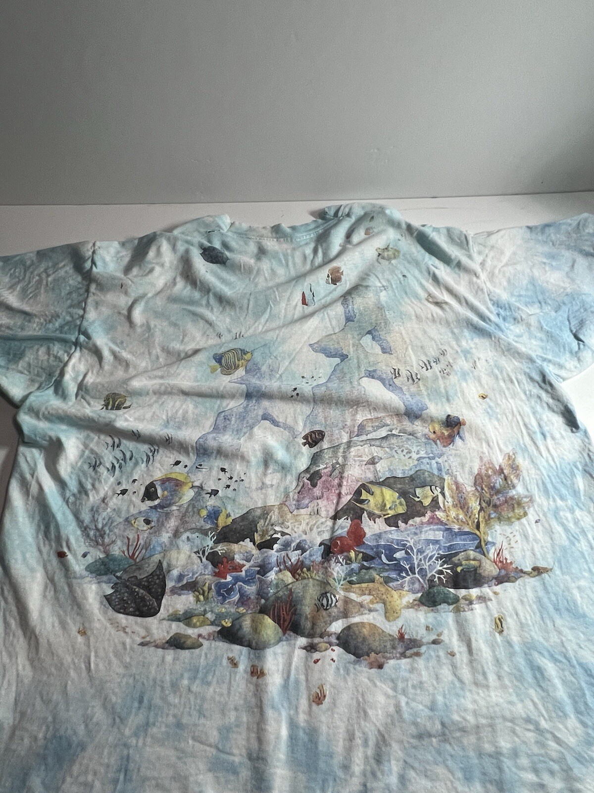 Vintage Liquid Blue Shirt Mens L Coral Reef Aquatic Ocean Fish AOP 90’s Thrashed
