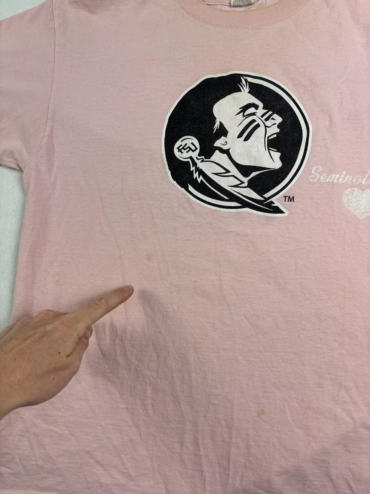 Pink Seminoles heavily distressed tee