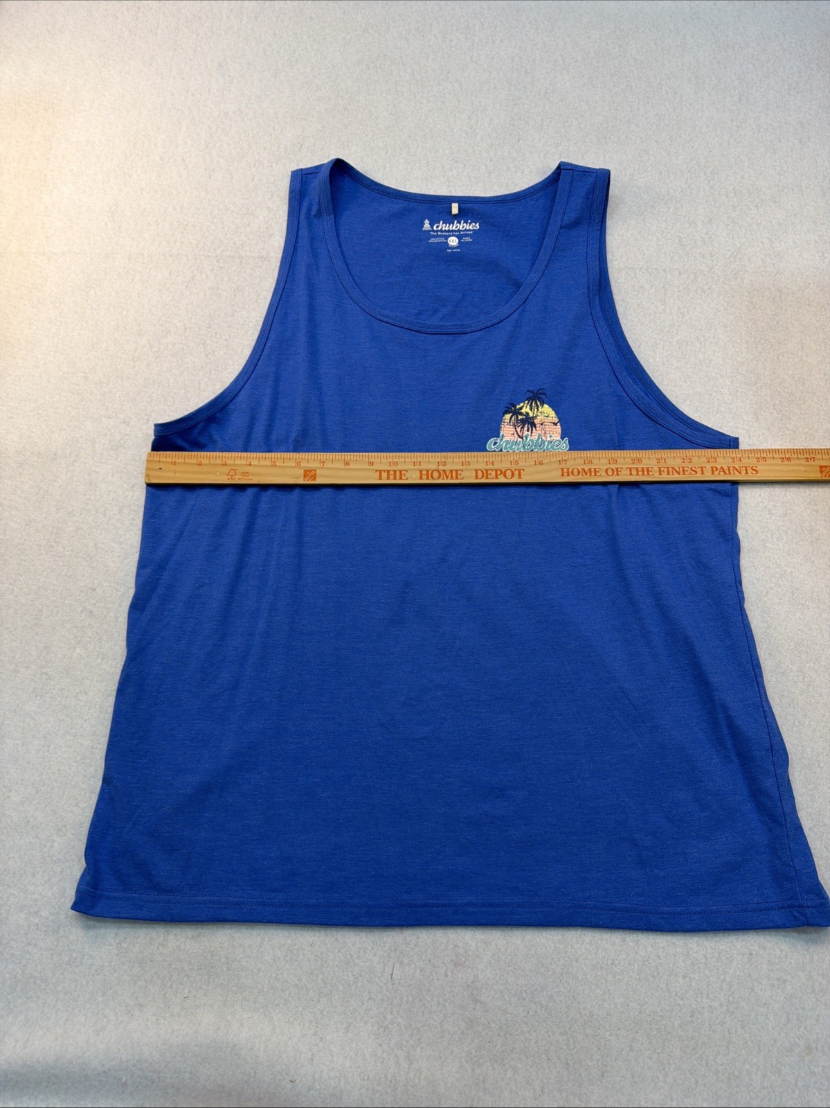 Chubbies Mens Tank Top Size XXL Blue The Weekend Has Arrived Palm Trees
