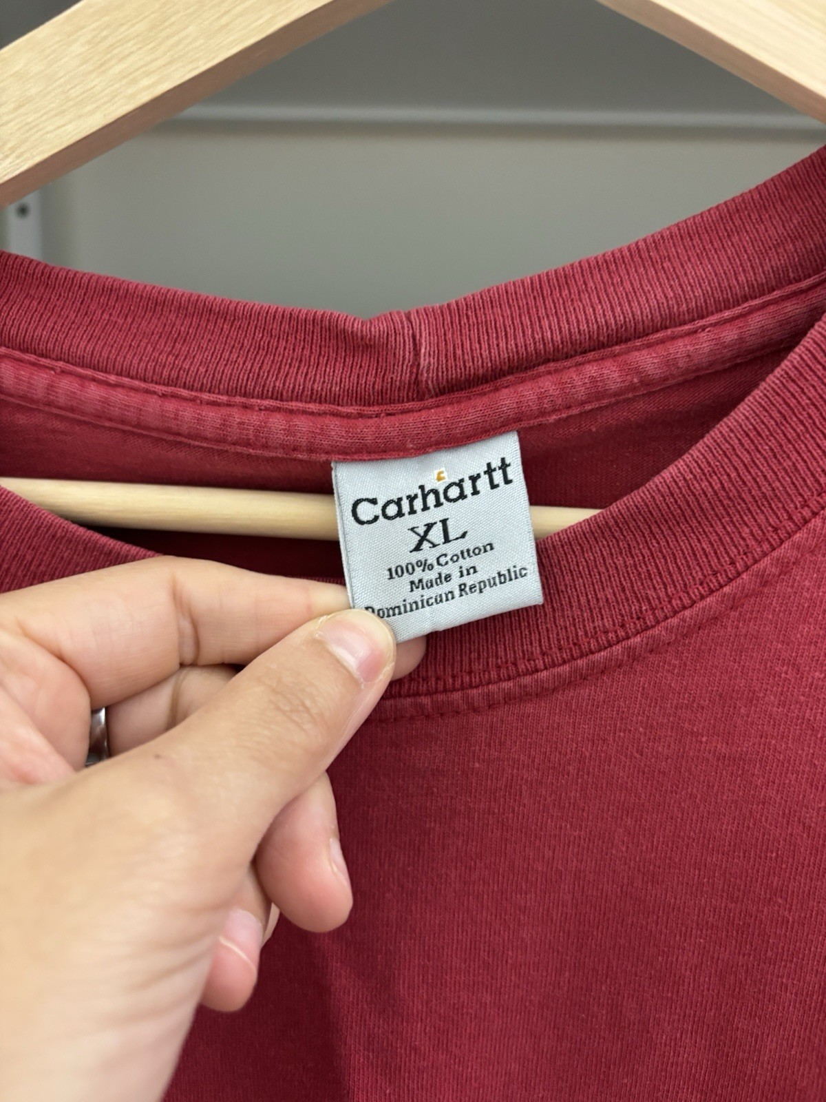 Carhartt Pocket T Shirt Men’s XL Red Faded Distressed Workwear Grunge