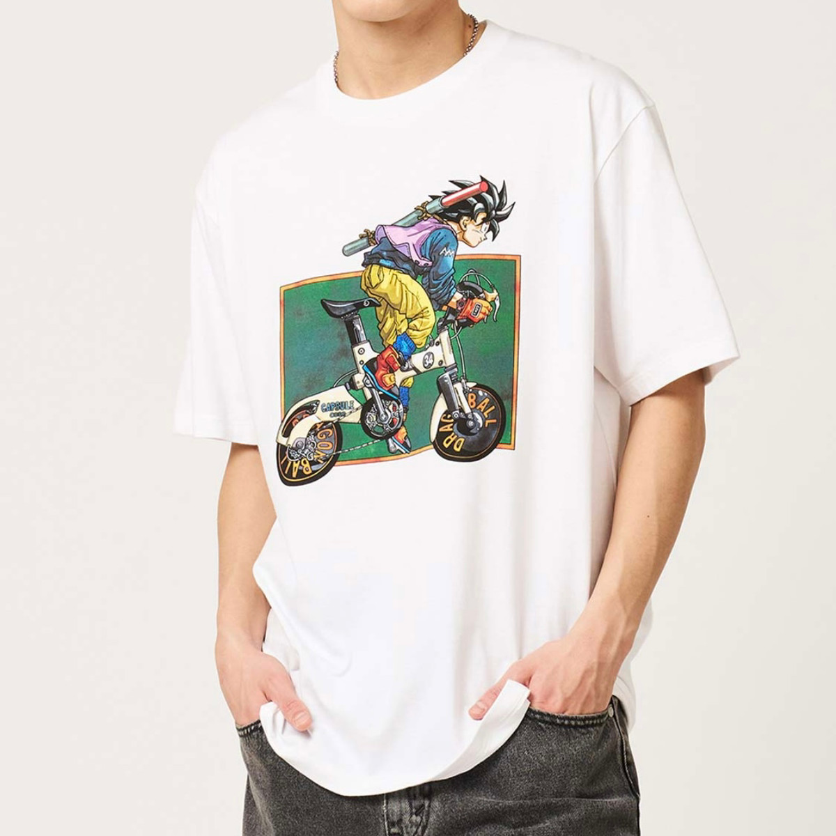 Graniph Dragon Ball Son Goku Cycling Graphic T Shirt XL White Japan Anime