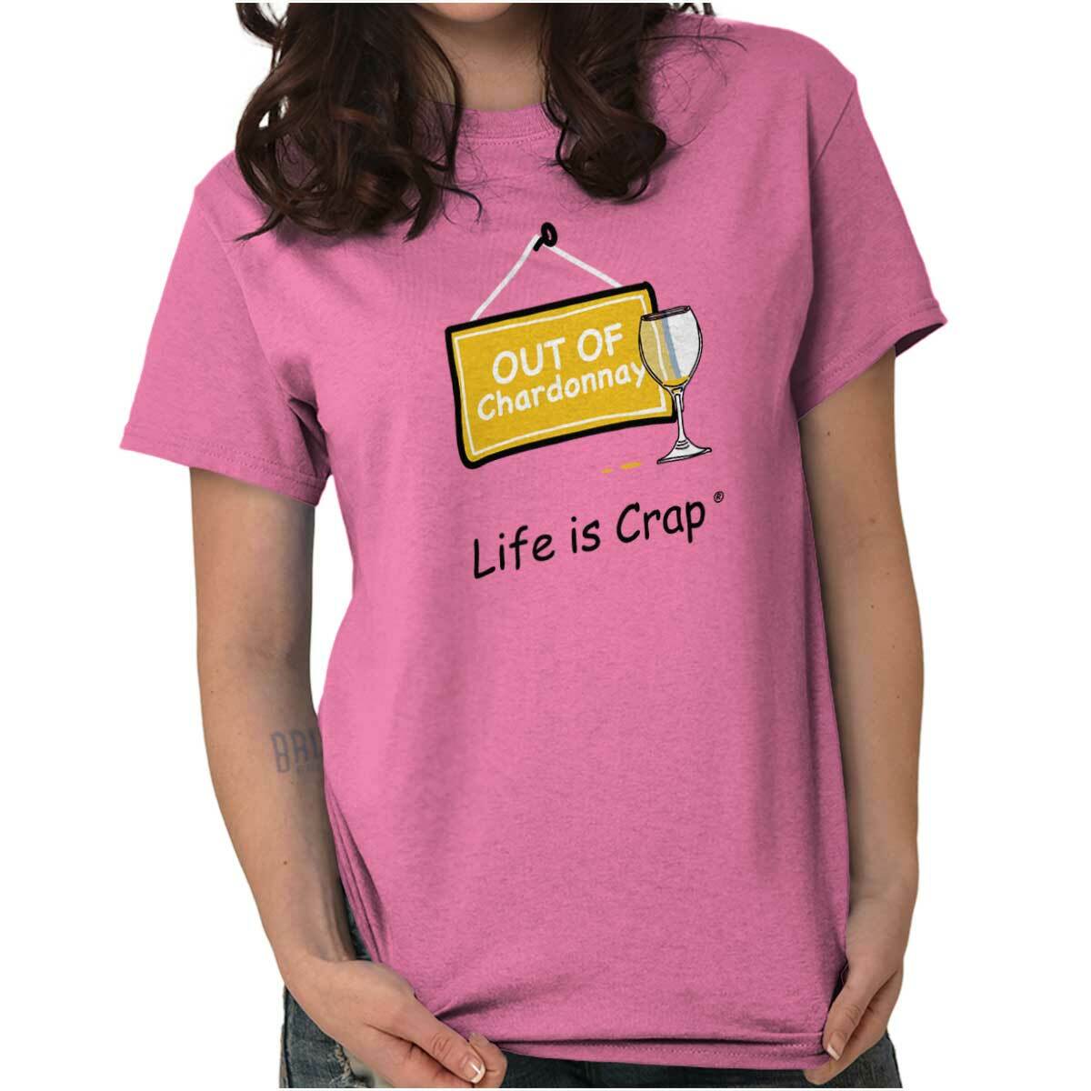 Life Is Crap Wine Drinks Funny Girls Night Womens Graphic Crewneck T Shirt Tee