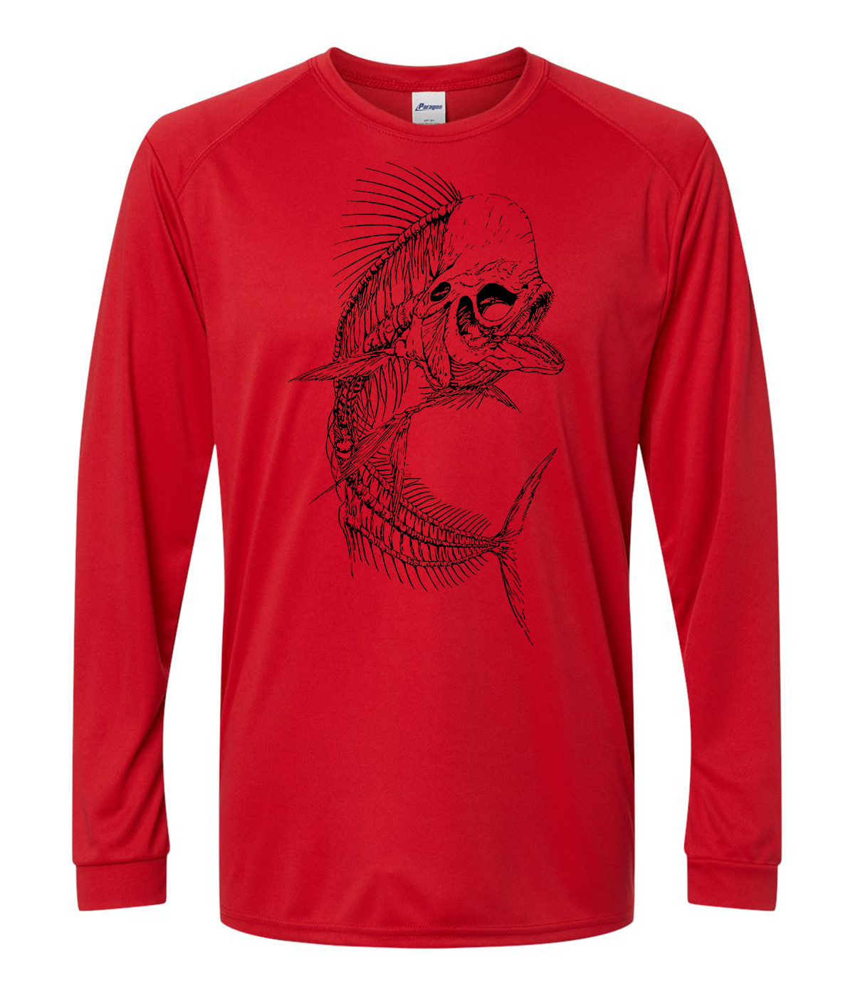 Fish Skeleton Long Sleeve UPF 50 T-Shirt Fishing Boat Beach Sport UV Protection