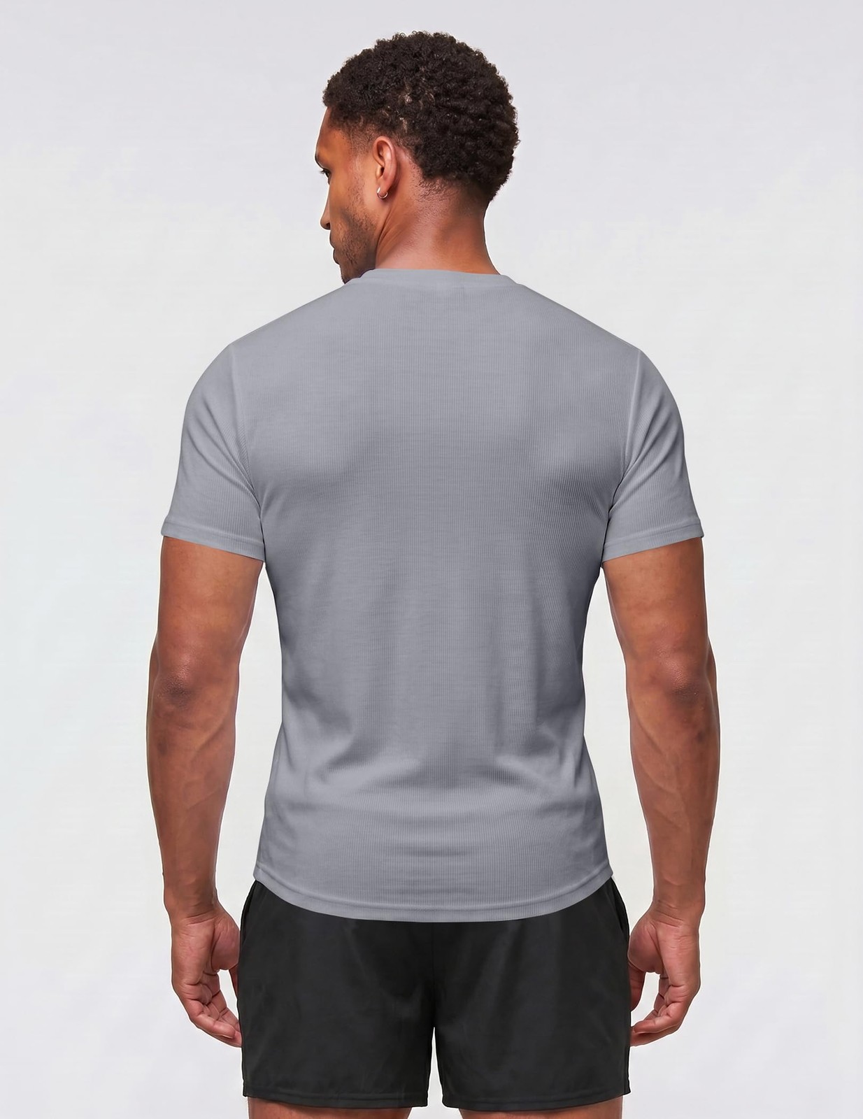 Mens Muscle Slim T Shirts Texture V Neck Longline Henley Gym Workout Athletic…