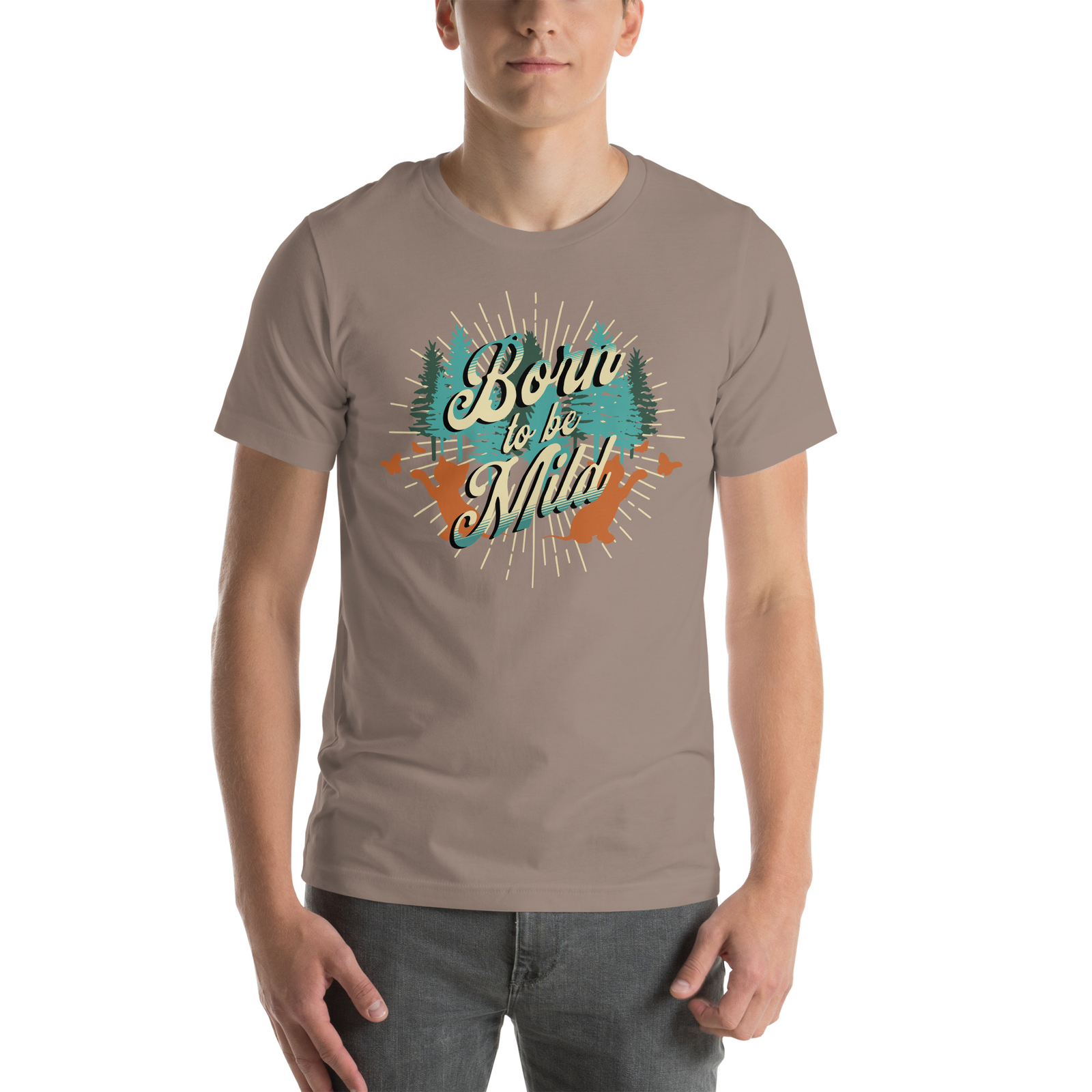 Born To Be Mild Kittens Forest Butterflies.Unisex t-shirt