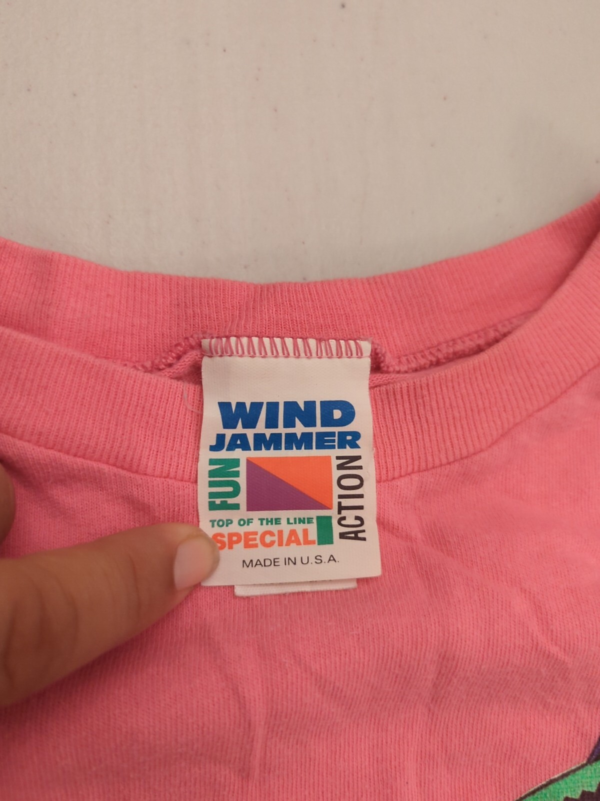 Vintage 80s 90s Windjammer 1992 Surfing Beach Neon Pink Medium Retro Surfing