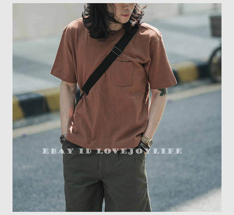NON STOCK Drop Shoulder Pocket T-Shirt Loose Fit Men’s Heavyweight Cotton Tee