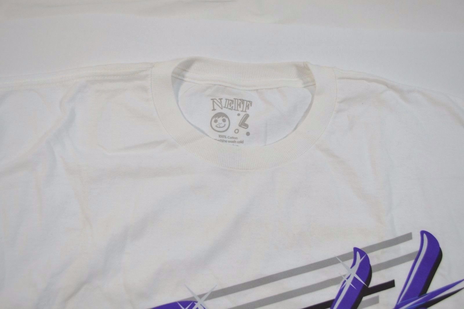 Neff CLASS ACT White Purple Blue Black Grey Screenprint Discounted Men’s T-Shirt