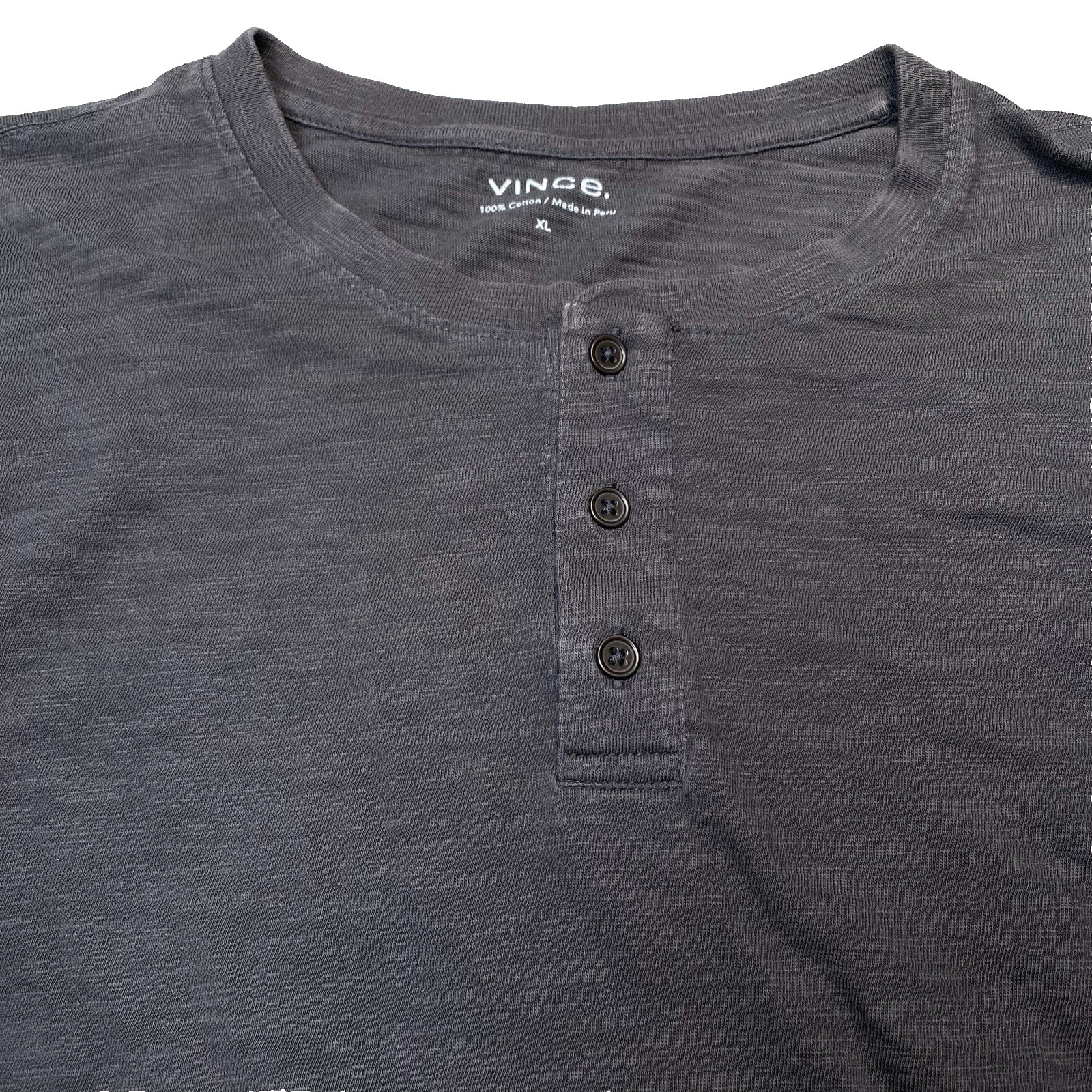 Vince Slub Cotton Henley XL Mens L/S Crew Neck Solid Taupe Minimalist Normcore