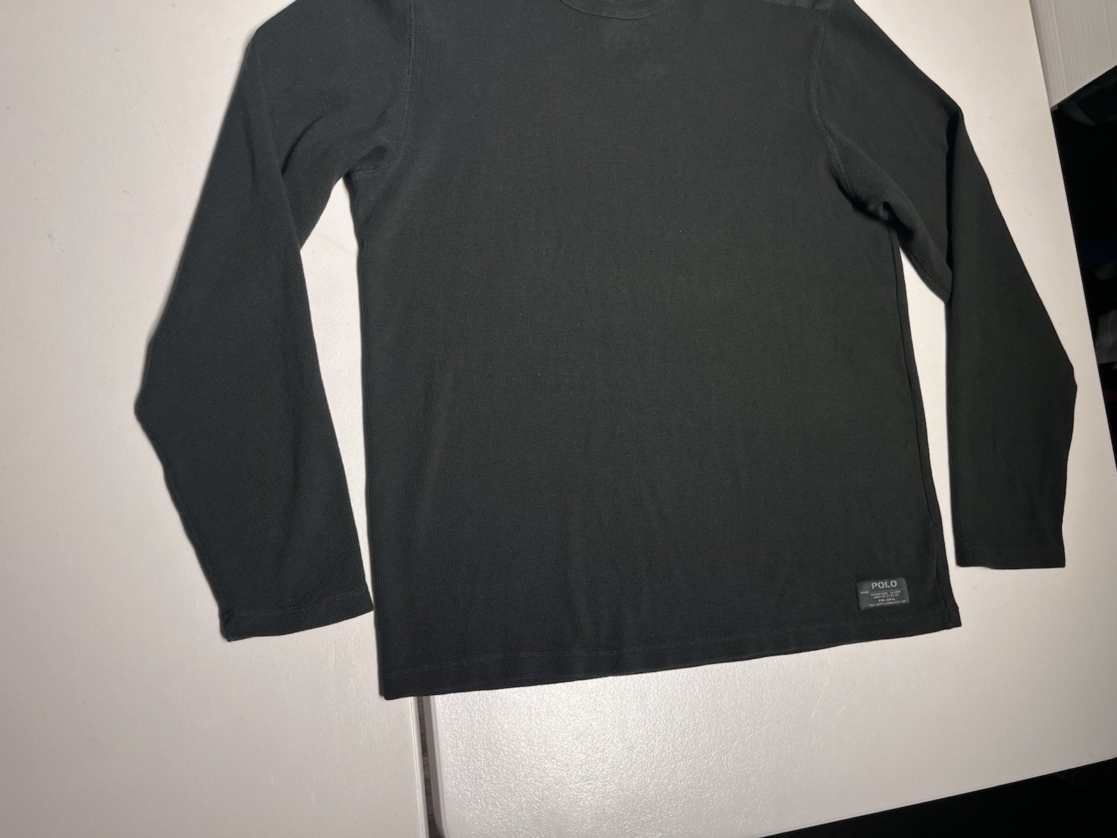 Polo Ralph Lauren Shirt Men’s XL Black Shoulder Patches Long Sleeve Army Cotton