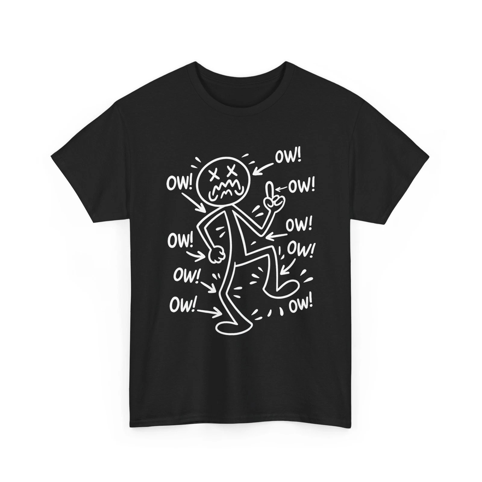 Ow Ow Ow Comedy Stick Character T-Shirt, Funny Chronic Pain Meme Shirt