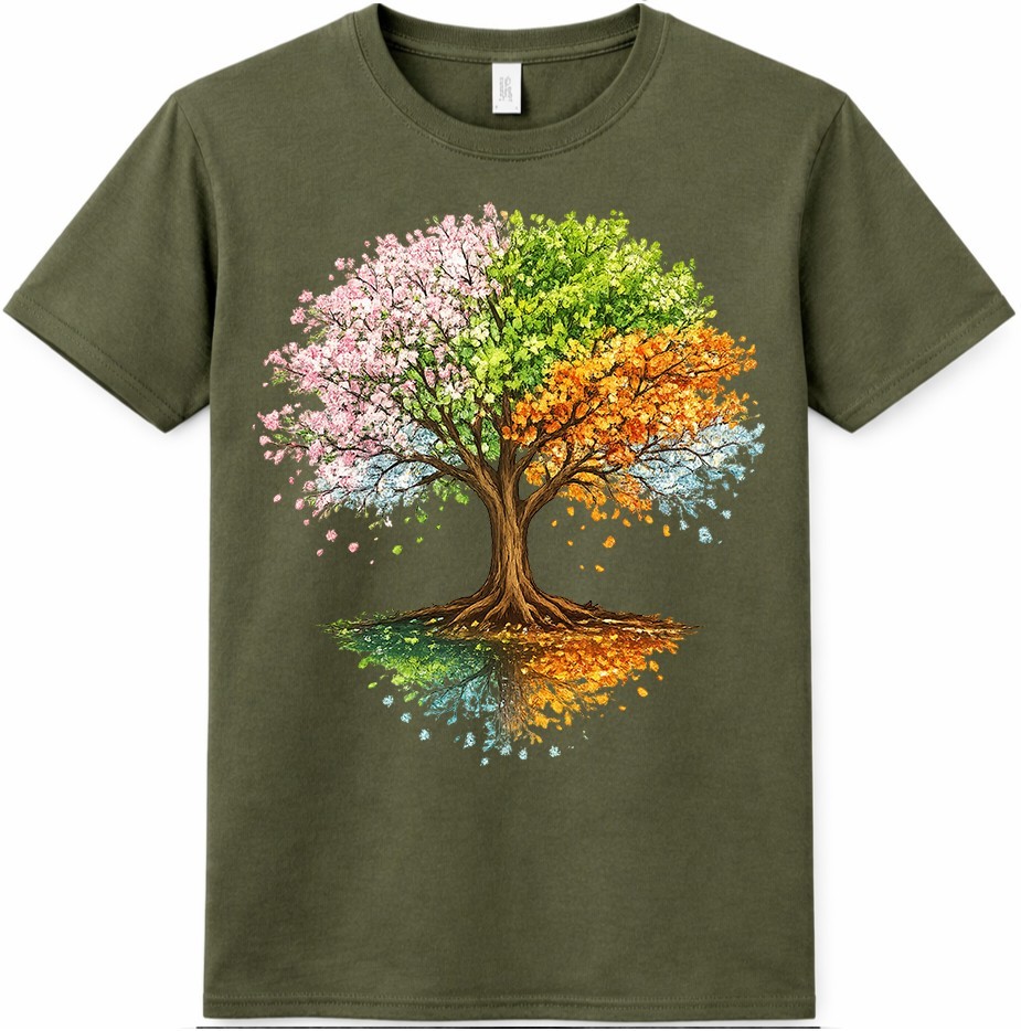 Tree Four Seasons T Shirt Colorful Spring Summer Fall Winter Graphic Tee