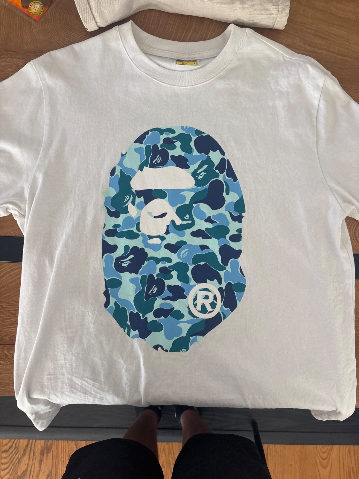 Large Blue camo Bape Te with great desig authentic fast shipping great condition