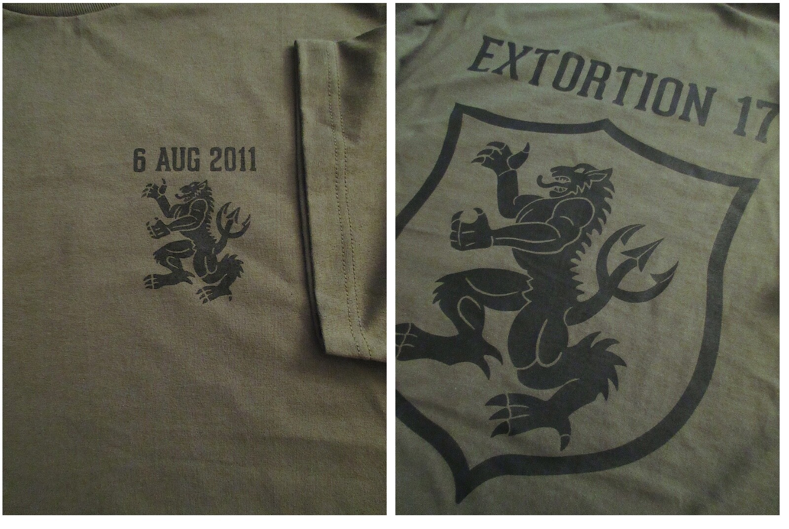 Navy SEALS EXTORTION 17 Gold Squadron 8/6/11 T-SHIRT XL ORIGINAL US DESIGN
