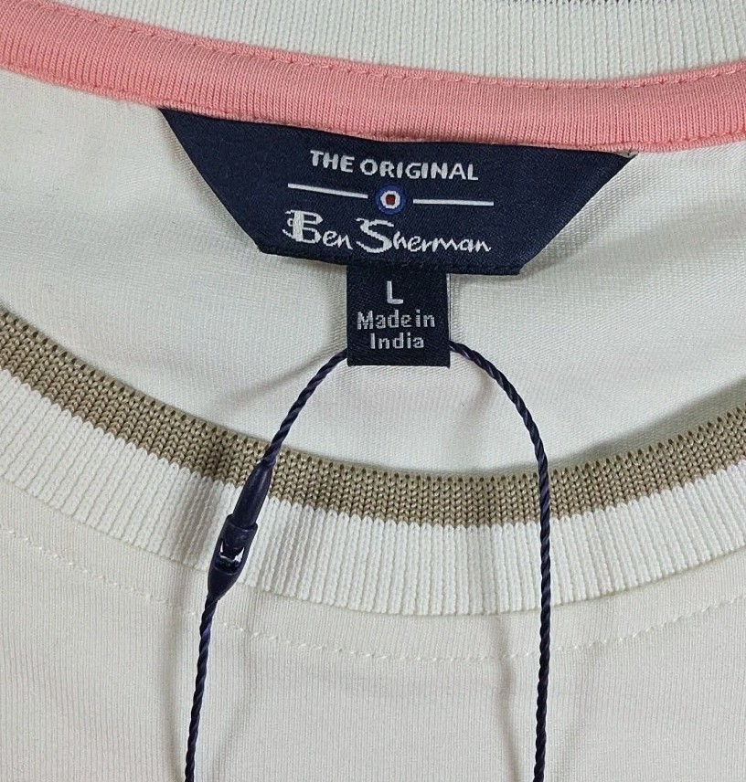BEN SHERMAN – MEN’S L – PINK LONG SLEEVE CREW NECK COTTON BLEND SHIRT NWT