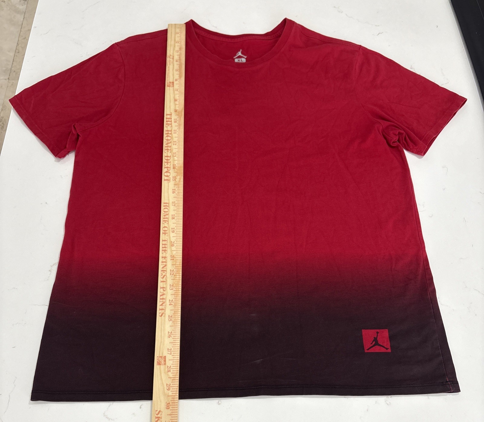 Air Jordan Mens 12 T-Shirt Fadeaway Shirt Red Black Gradient Extra Large XL