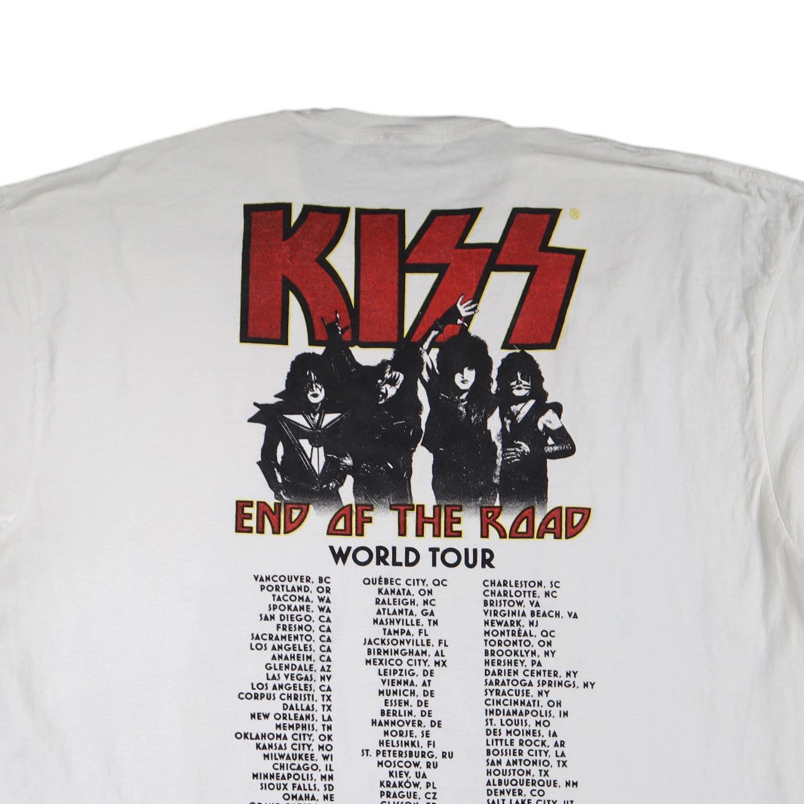 Kiss End Of The Road Mens Graphic T-Shirt White Short Sleeve Crew Neck