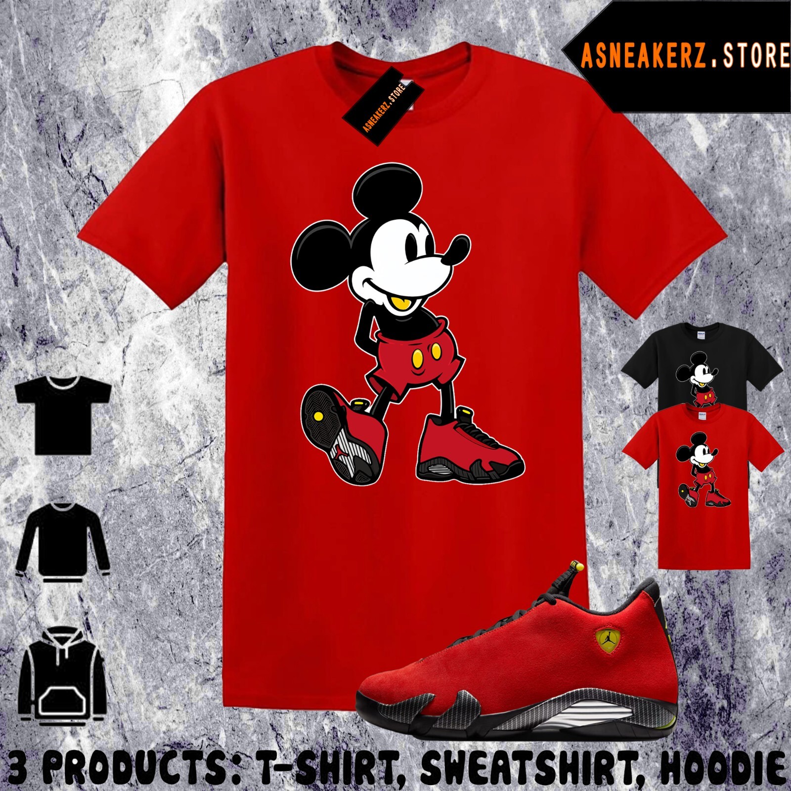 Tee Shirt Matching AJ 14 Ferrari 2025 Match Sneaker Sneakerhead M Mouse T-Shirt