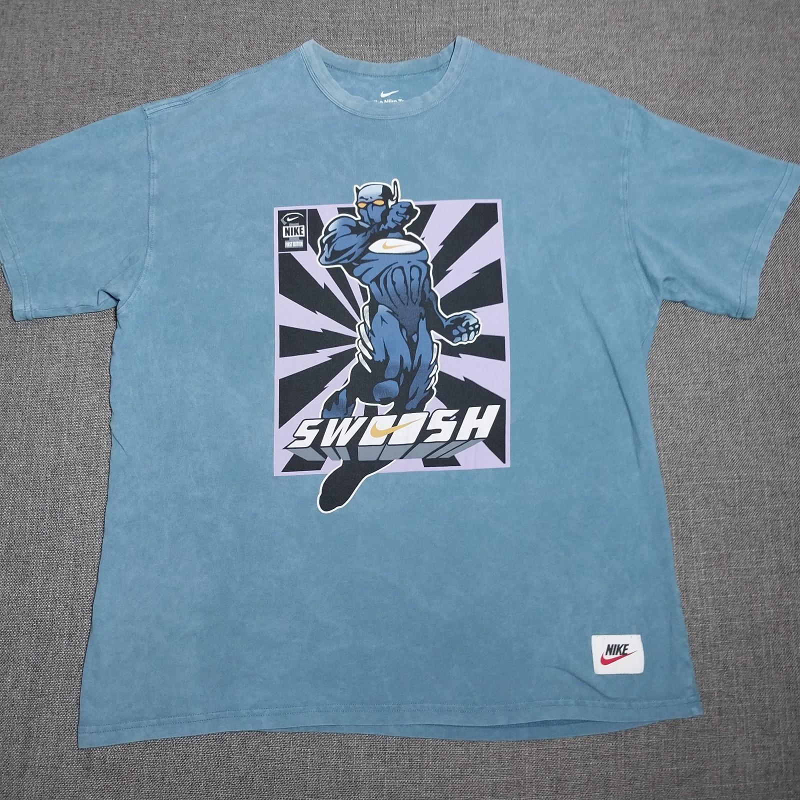 Nike Max90 Swooshman Graphic T Shirt Smokey Blue Short Sleeve Large