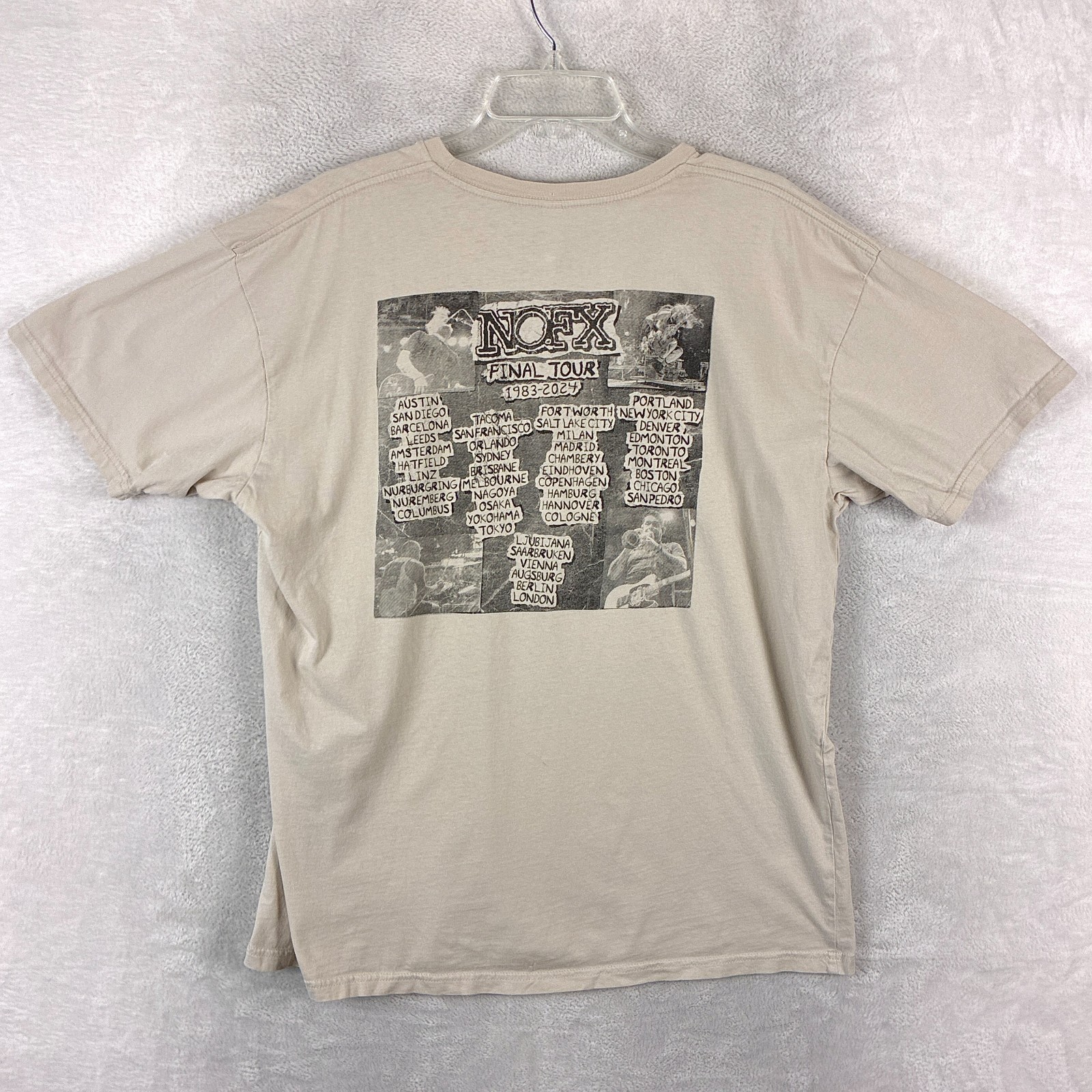 NOFX Tshirt Mens XL Beige Black Final Tour Skull Thrash Skate Punk Rock Band