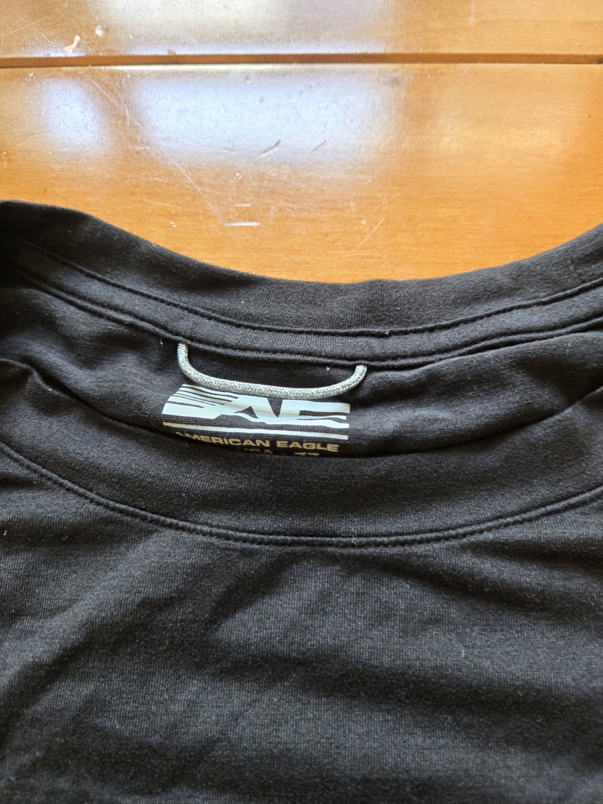 American Eagle Men’s Black Solid Logo Crew Neck Short Sleeve T-Shirt Size L