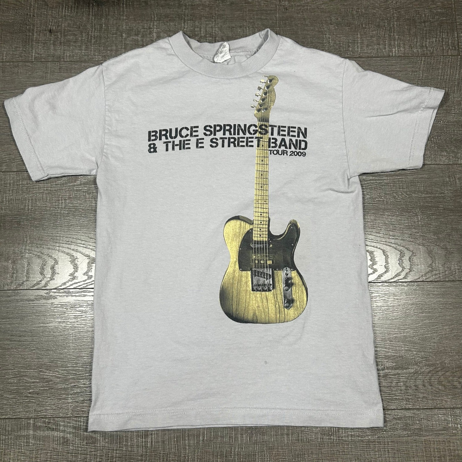 Bruce Springsteen E Street Band 2009 Tour Shirt Gray Guitar Graphic Mens Small
