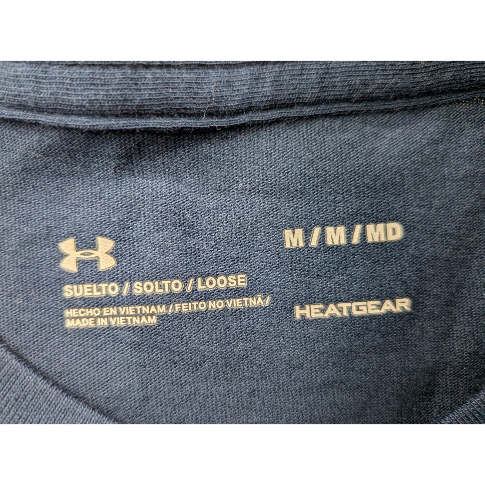 Under Armour Mens HeatGear Big Logo Graphic T-Shirt Navy Blue Red 1329583 Medium