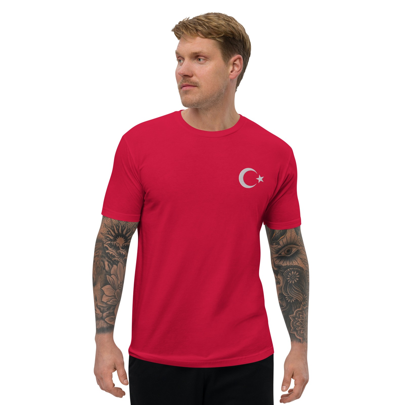 Embroidered Turkish Flag Short Sleeve T-shirt Turkiye World Cup Ready